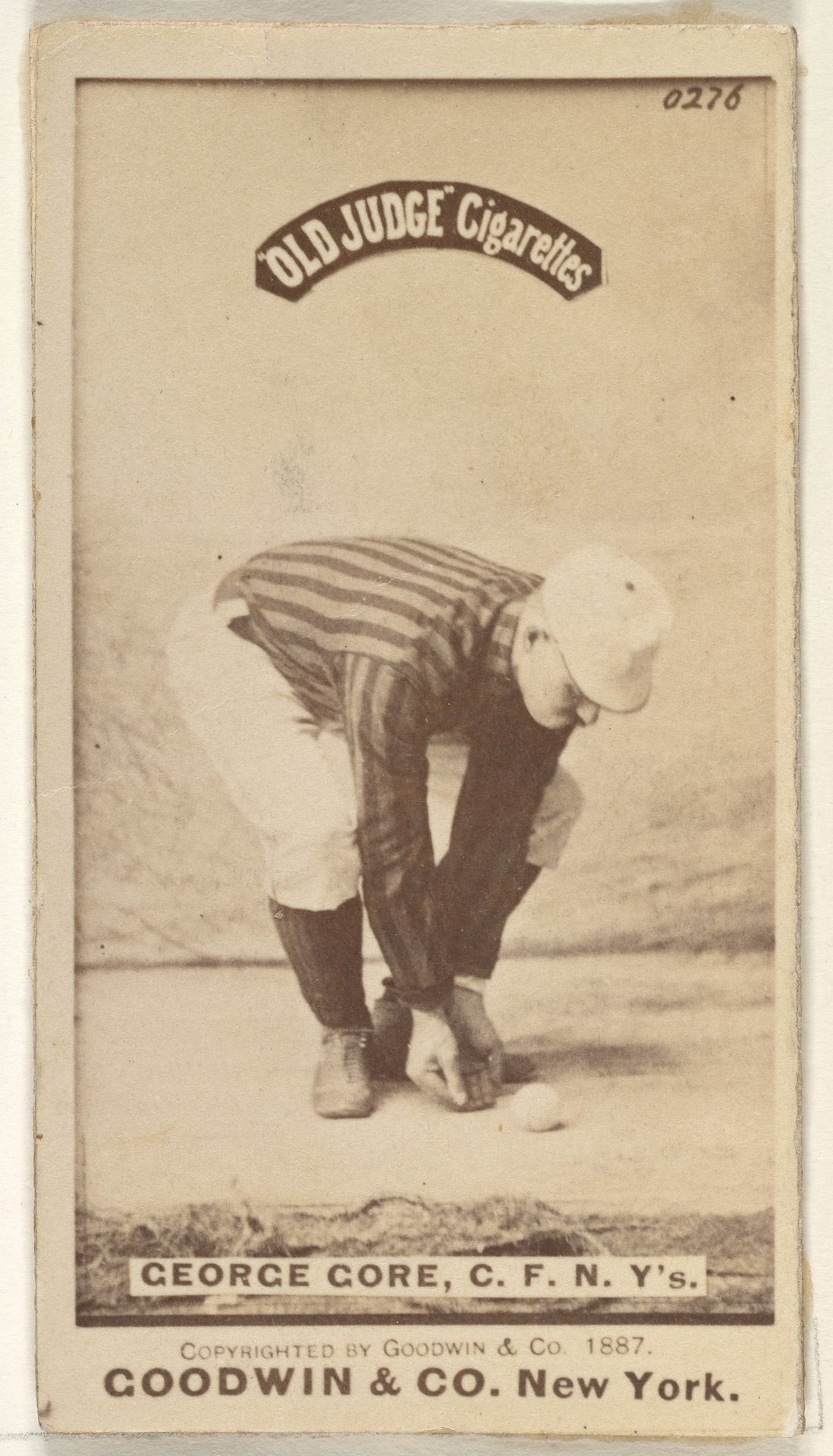 George F. "Piano Legs" Gore, Center Field, New York, from the Old Judge series (N172) for Old Judge Cigarettes by Goodwin & Company