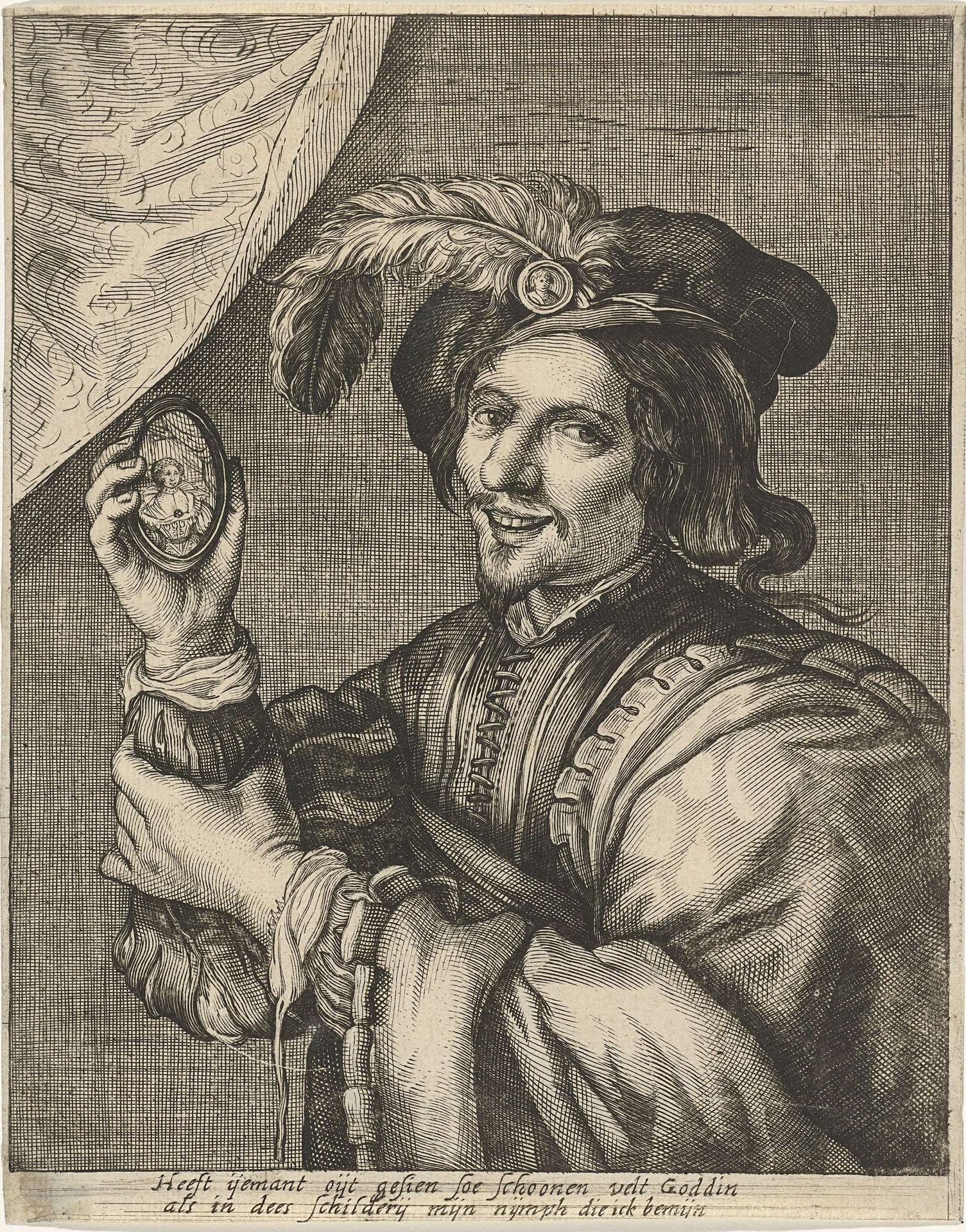 Man met miniatuurportret in de hand by Anonymous