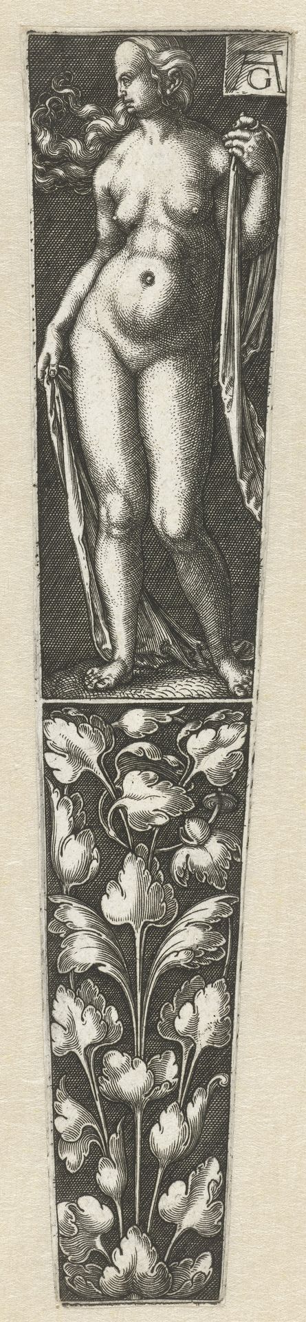Ornament met een naakte vrouw by Heinrich Aldegrever