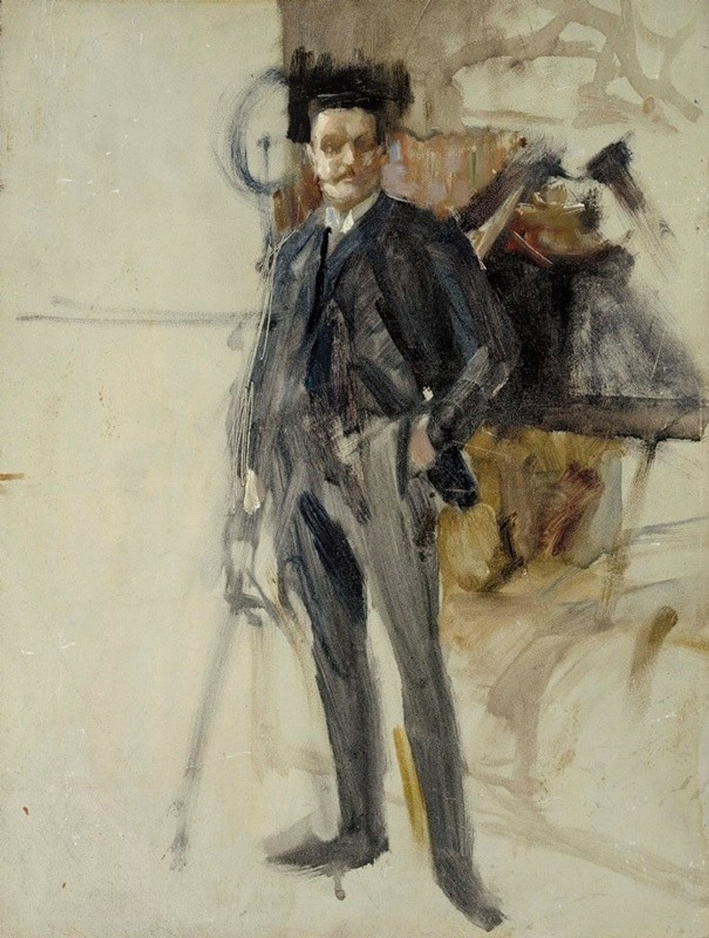 Self-Portrait, Sketch by Albert Edelfelt