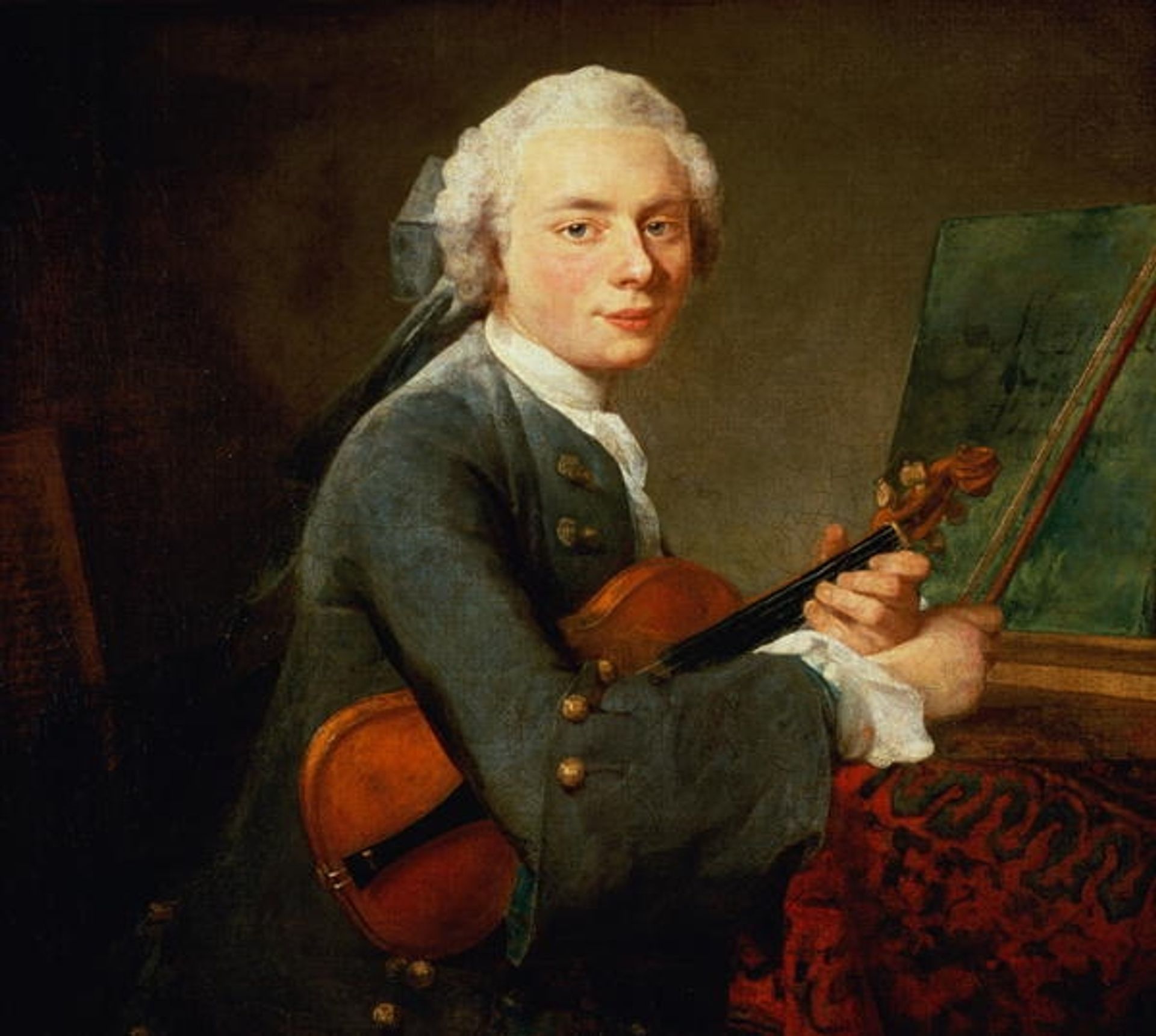 Young Man with a Violin (Portrait of Charles Theodose Godefroy) by Jean-Baptiste-Simeon Chardin