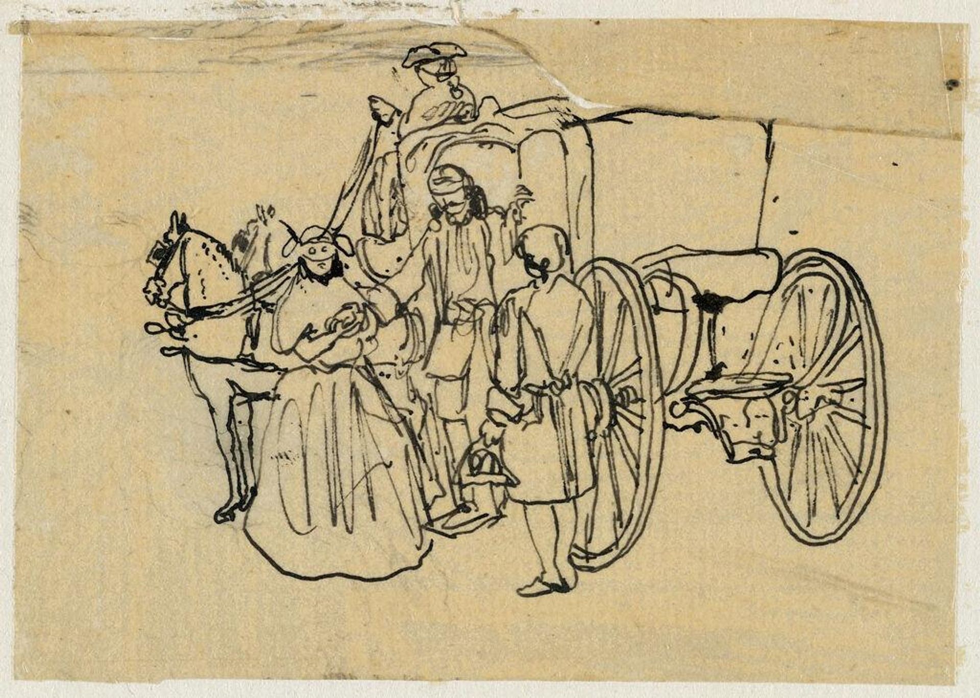 Horse and Coach with People by Rodolphe Bresdin