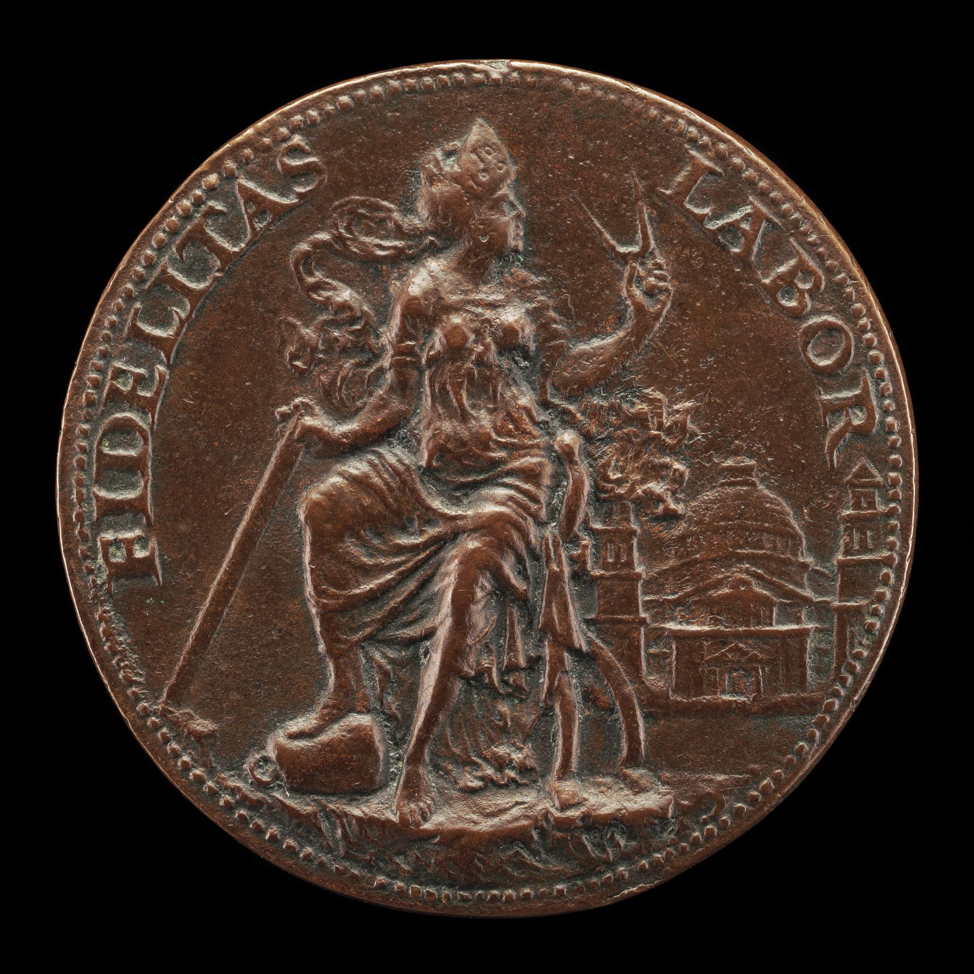 Architecture Holding a Compass and Square [reverse] by Caradosso Foppa
