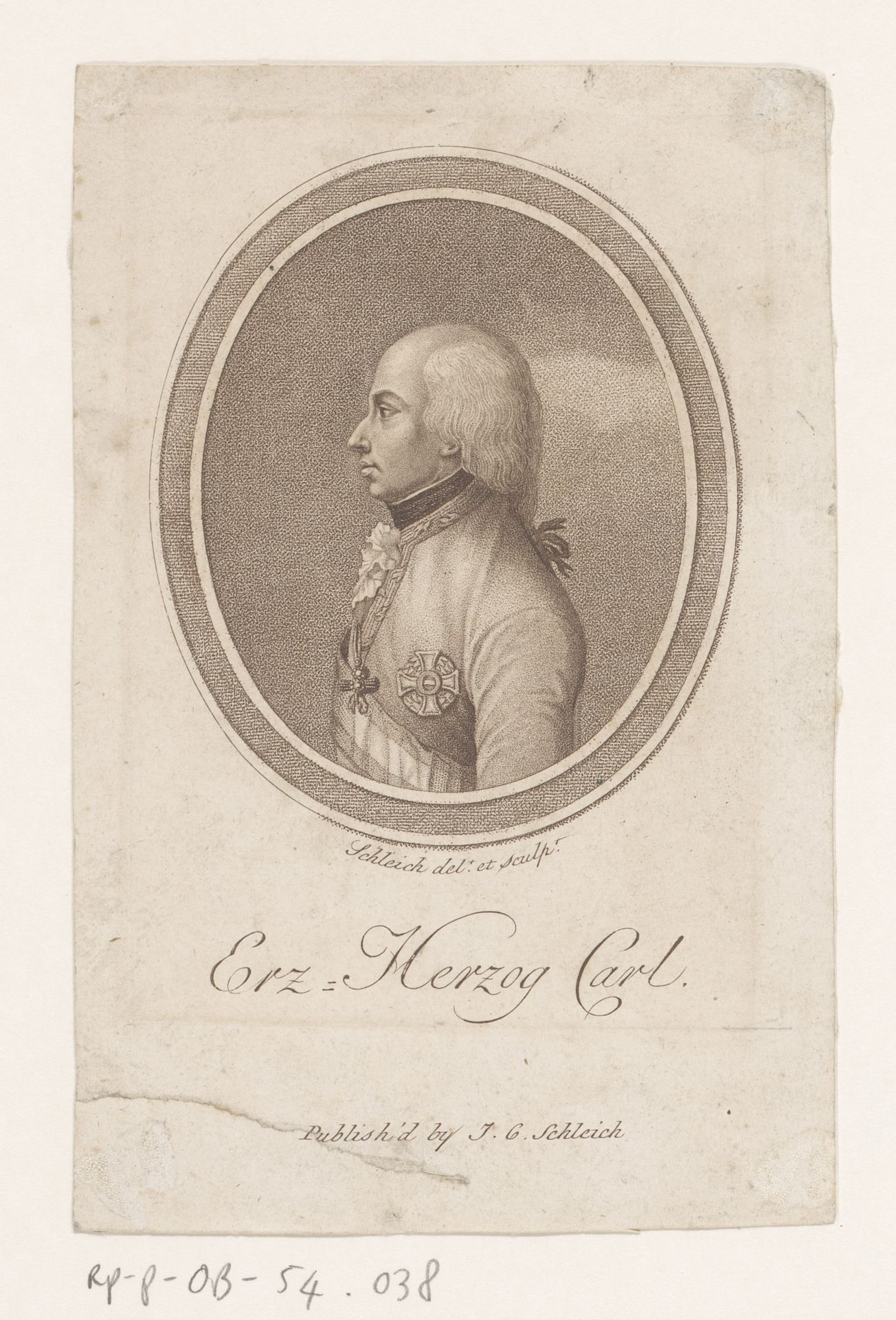 Portret van Karel Lodewijk Johan, landvoogd der zuidelijke Nederlanden by Johann Carl Schleich