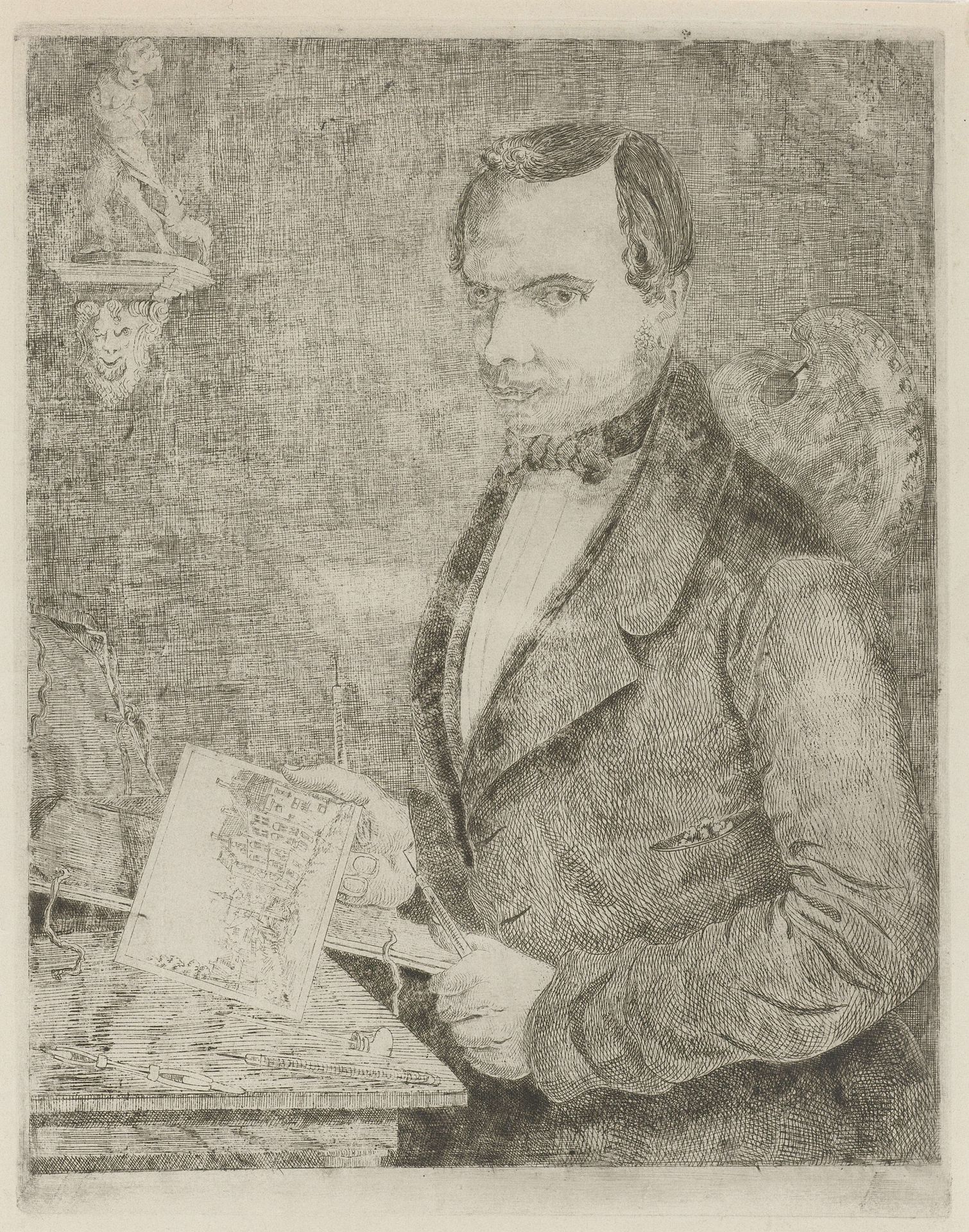 Zelfportret van Eberhard Cornelis Rahms by Eberhard Cornelis Rahms
