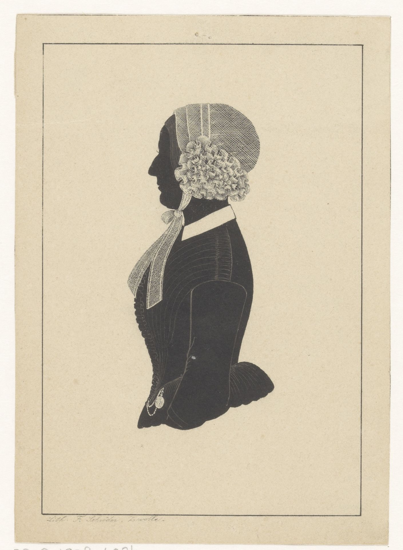 Silhouetportret van Helena Maria van den Bosch-Razoux by Friedrich Heinrich Wilhelm Schröder