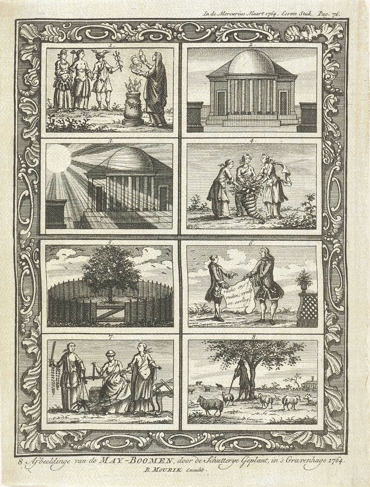 Meiboom geplant door de Haagse Schutterij, 1764 by Caspar Jacobsz. Philips