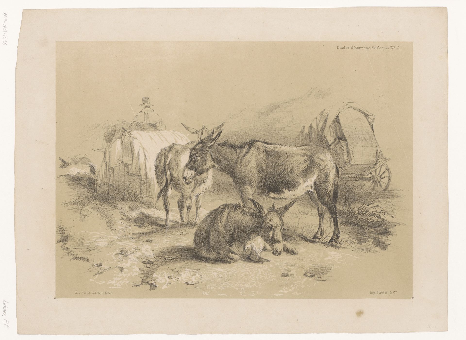 Studie van drie ezels by Pierre Frédéric Lehnert