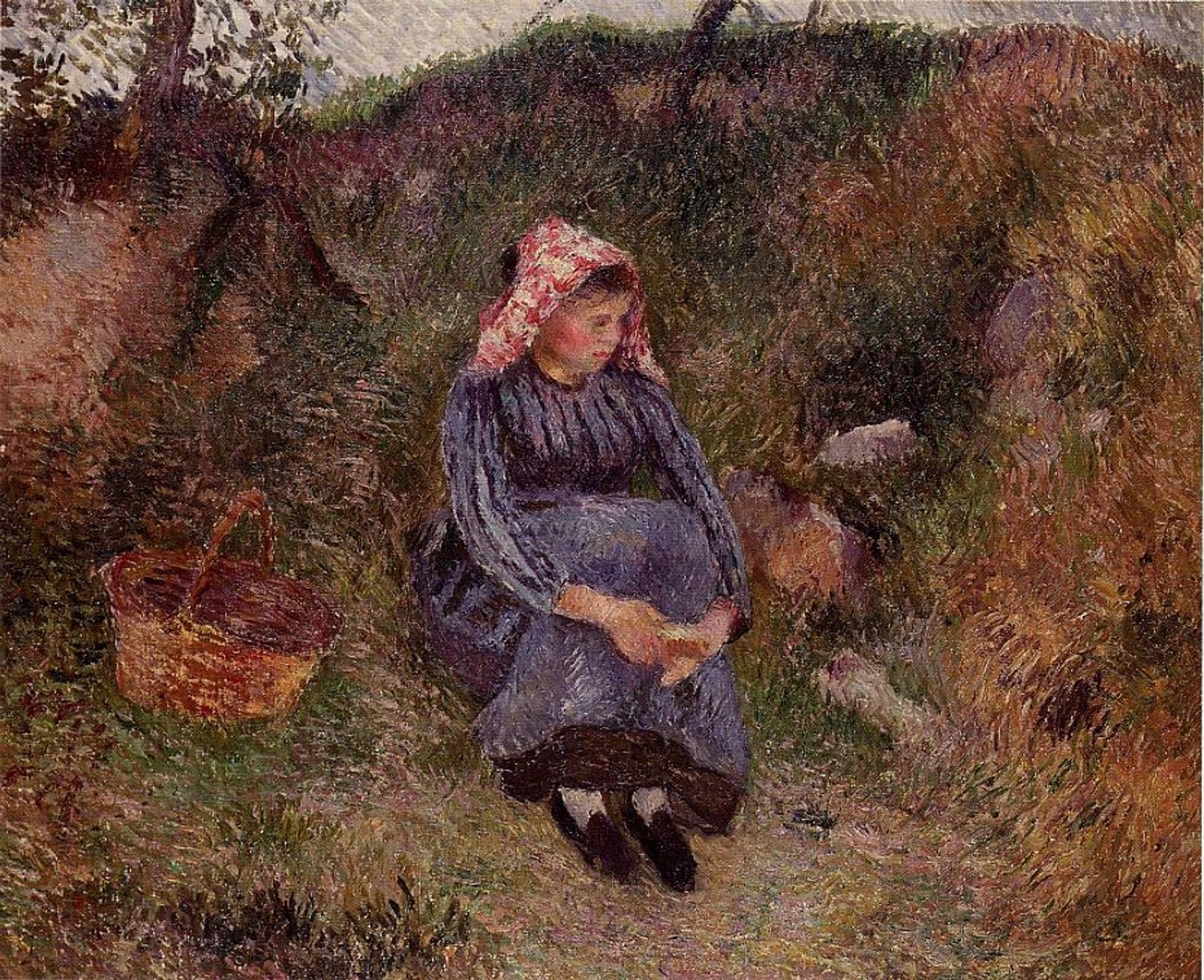Seated Peasant Girl by Camille Pissarro