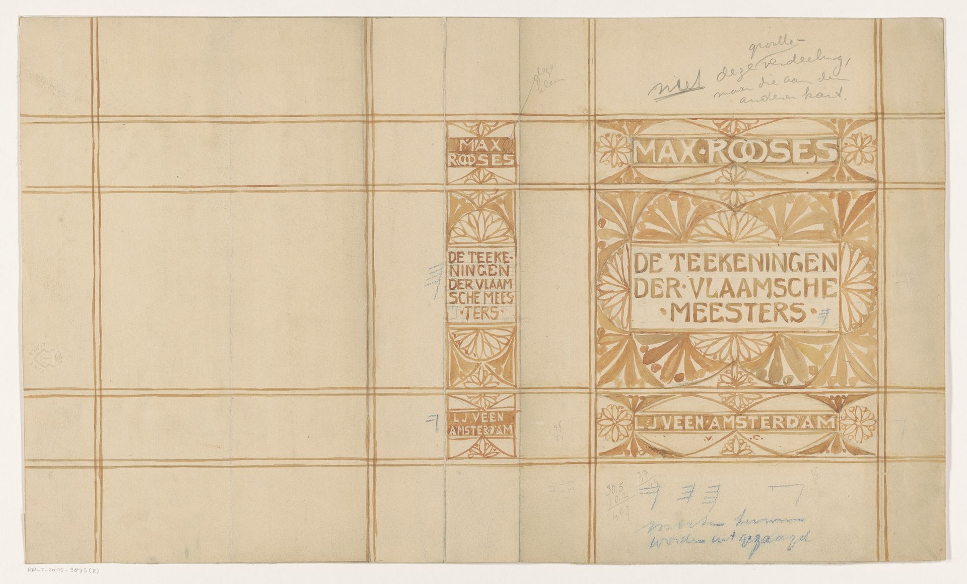 Bandontwerp voor: Max Rooses, De teekeningen der Vlaamsche meesters by Johann Georg van Caspel