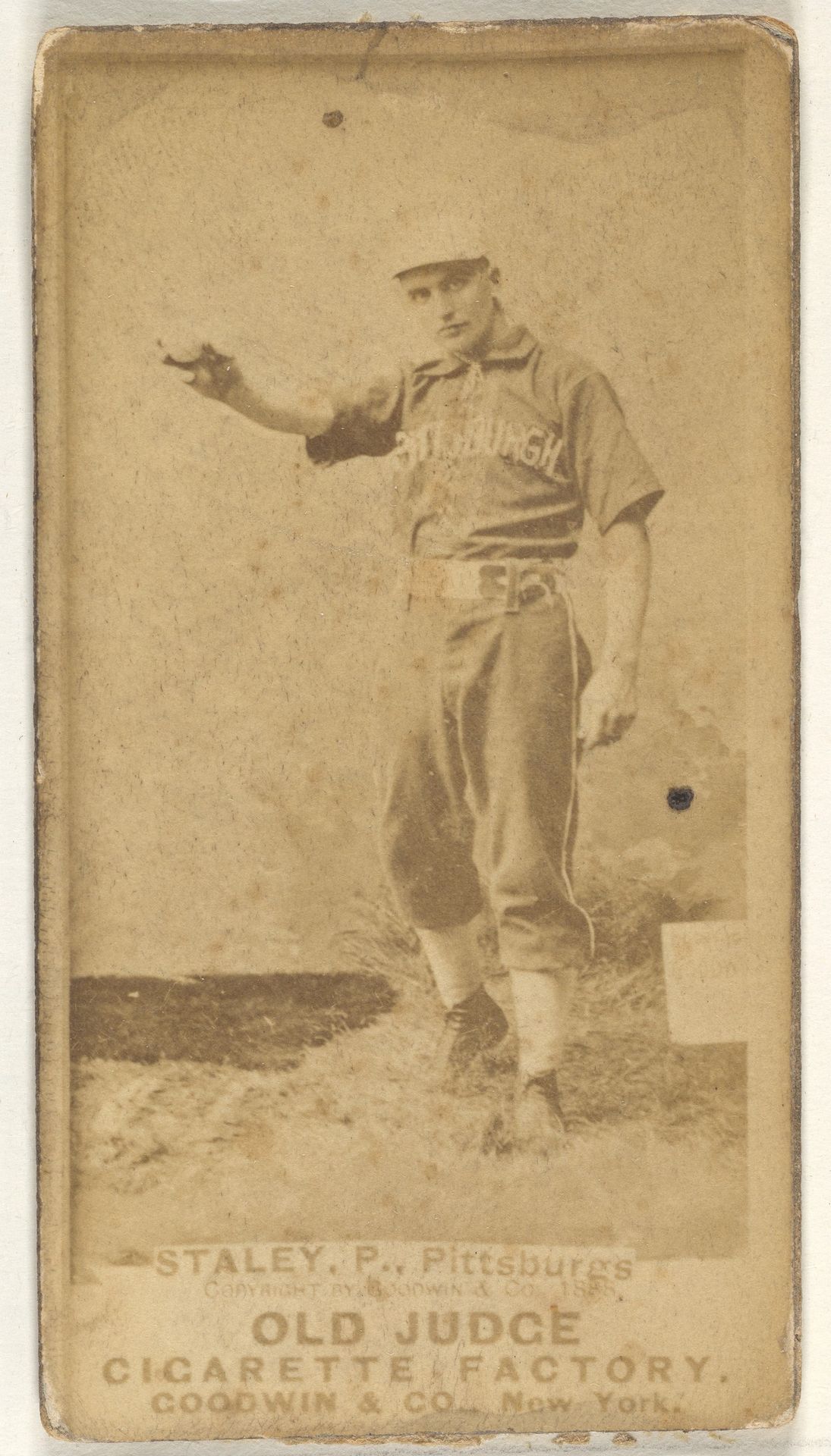 Henry "Harry" Eli Staley, Pitcher, Pittsburgh, from the Old Judge series (N172) for Old Judge Cigarettes by Goodwin & Company