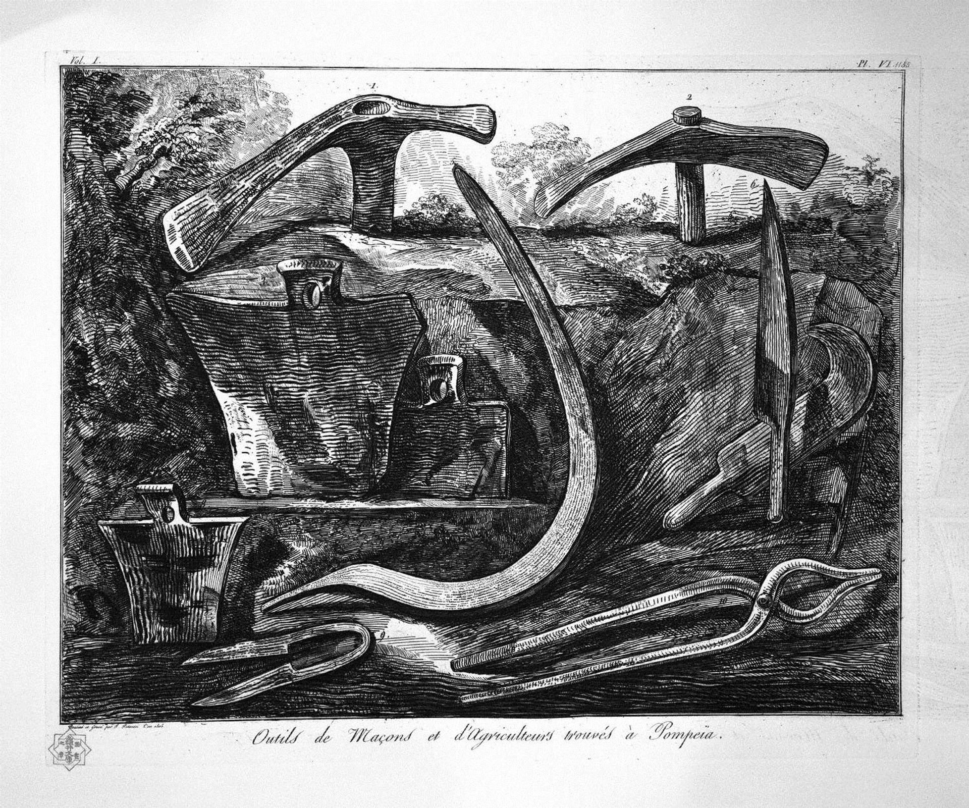 Tools for masonry and agriculture by Giovanni Battista Piranesi