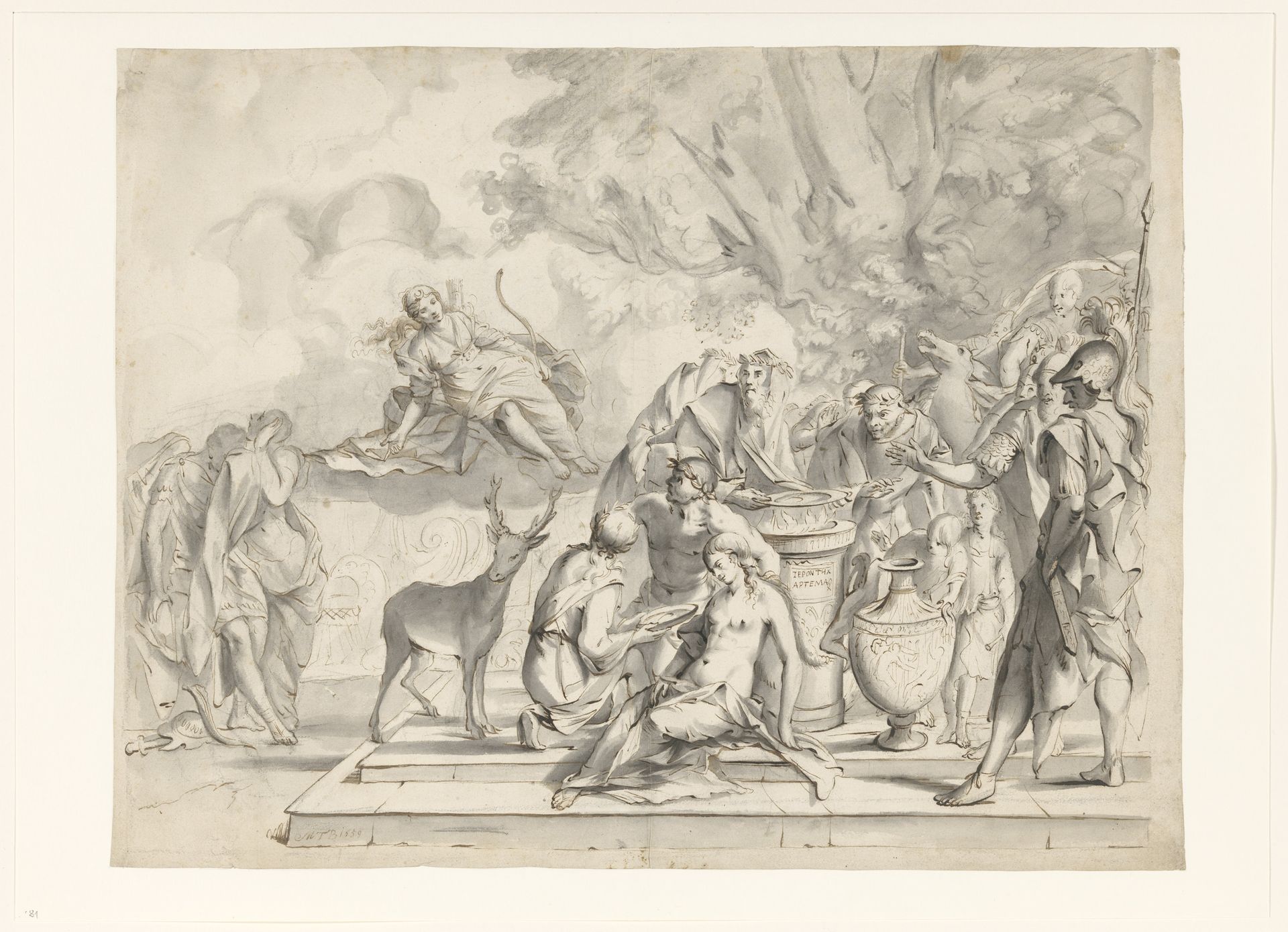 Het offer van Iphigenia by Moses ter Borch