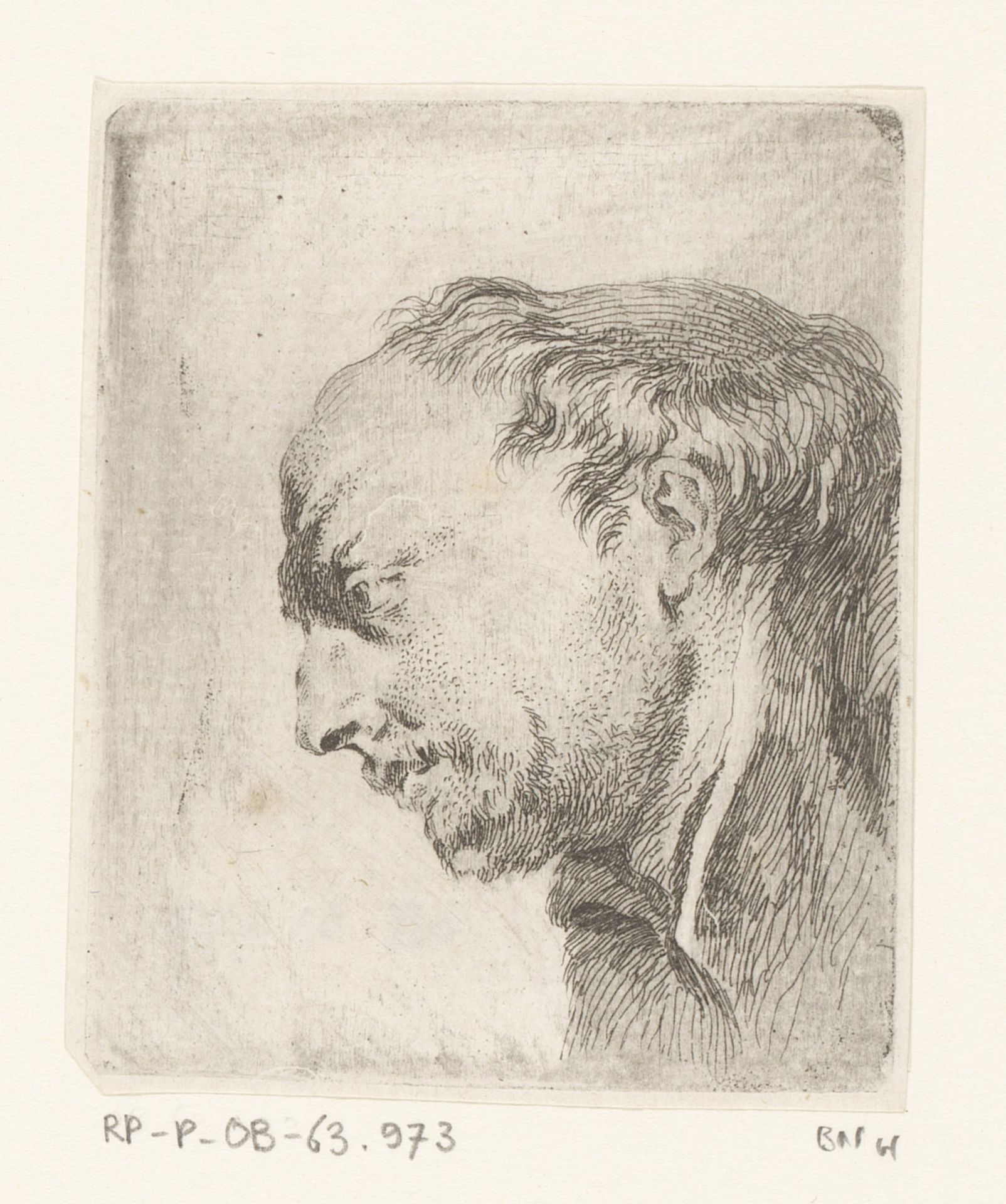 Hoofd van een kalende man by Jacques Philippe Le Bas