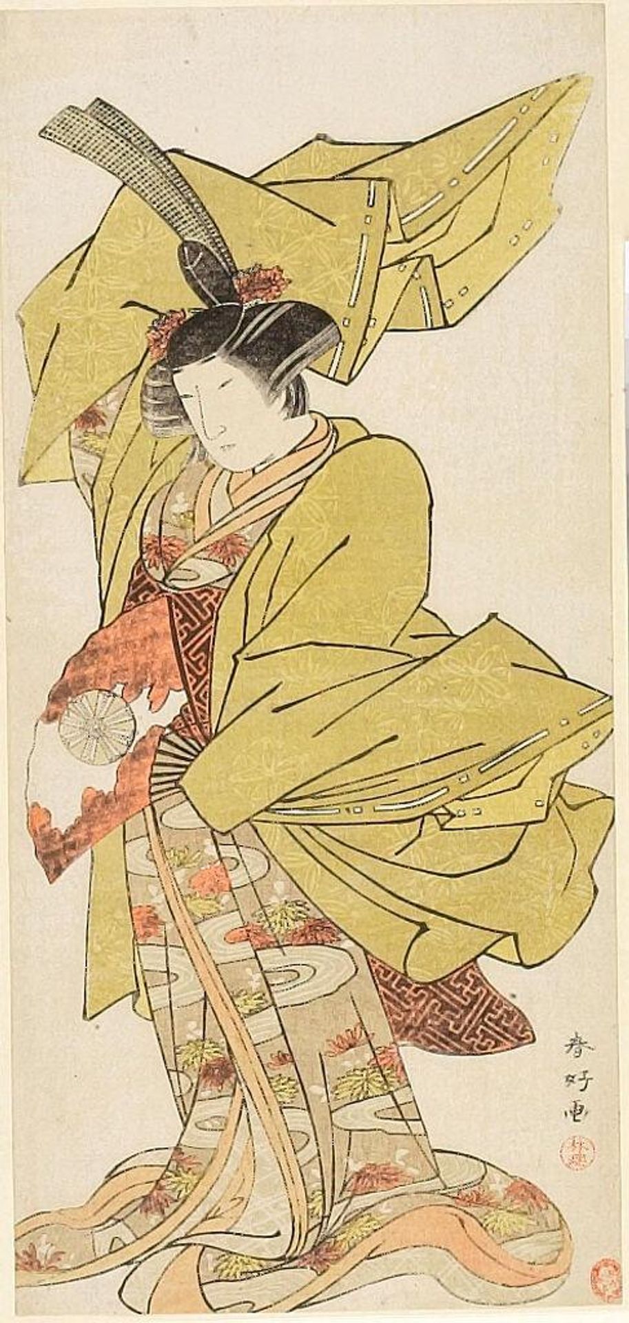 MAN STANDING IN HIGH WIND by Katsukawa ShunkÅ