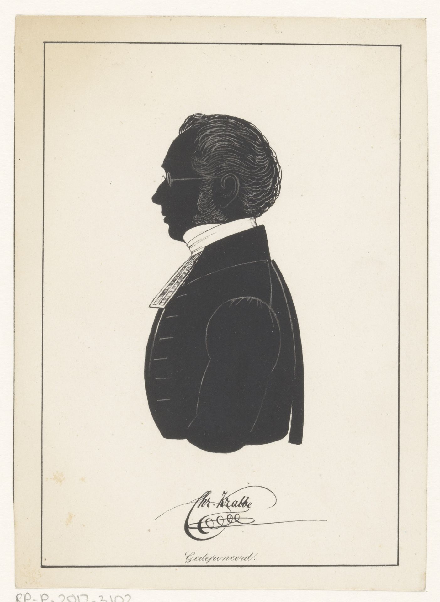 Silhouetportret van Christiaan Krabbe by Pieter (IV) Barbiers