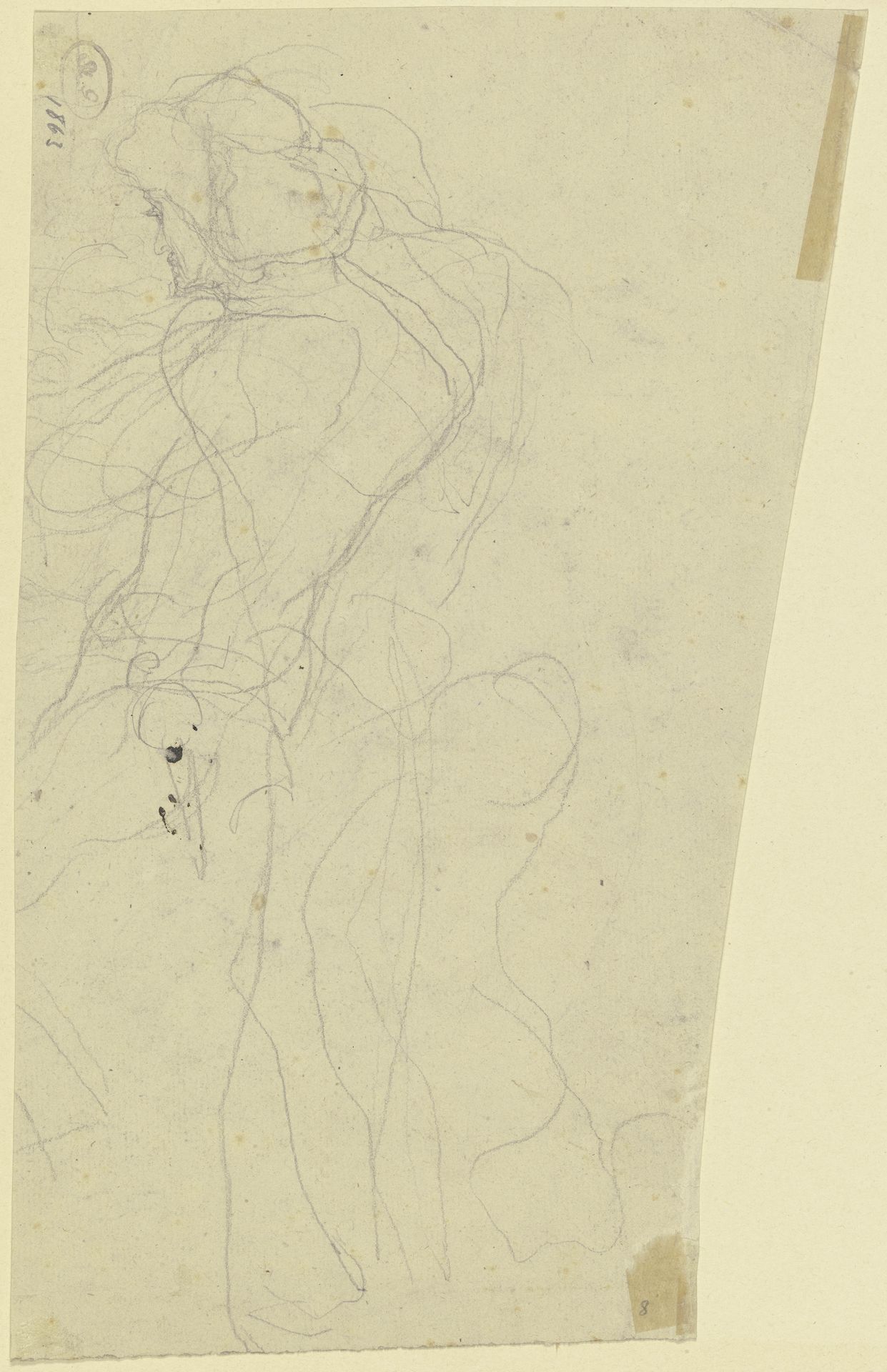 Stehender Mann nach links mit Hut (nicht ausgeführter Hirte aus der _Verkündigung__) by Victor Müller