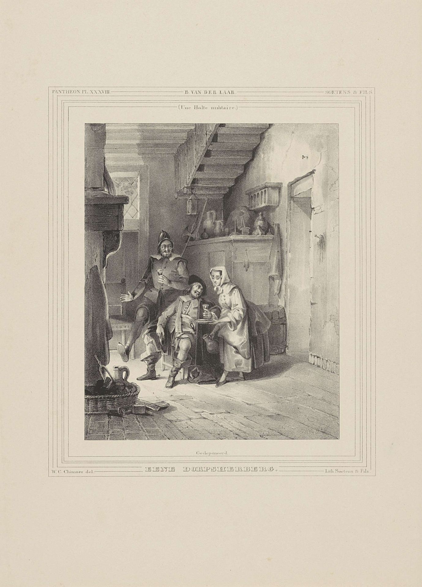 Interieur van een herberg by Wilhelmus Cornelis Chimaer van Oudendorp