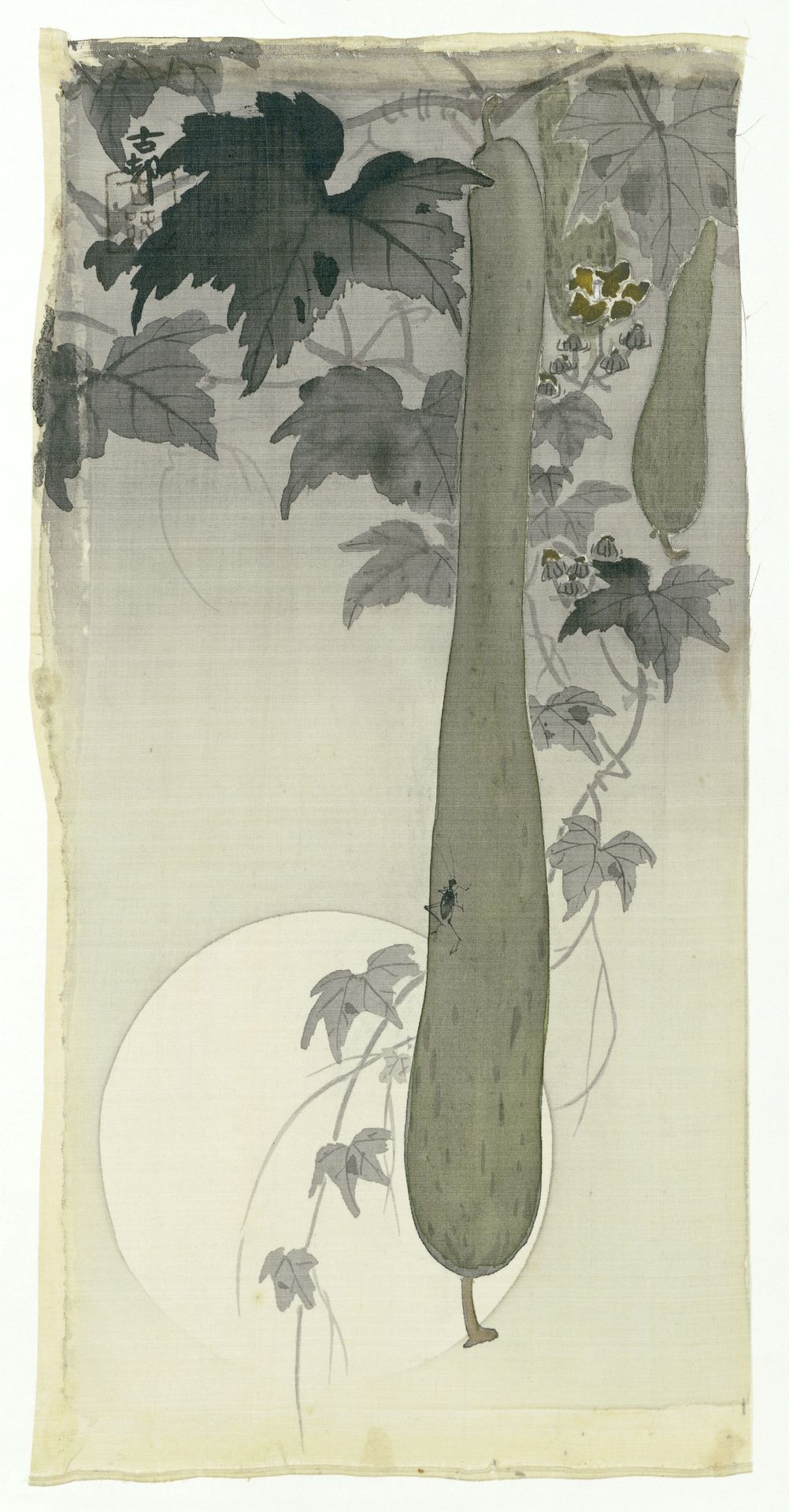 Wilde komkommer met volle maan by Ohara Koson