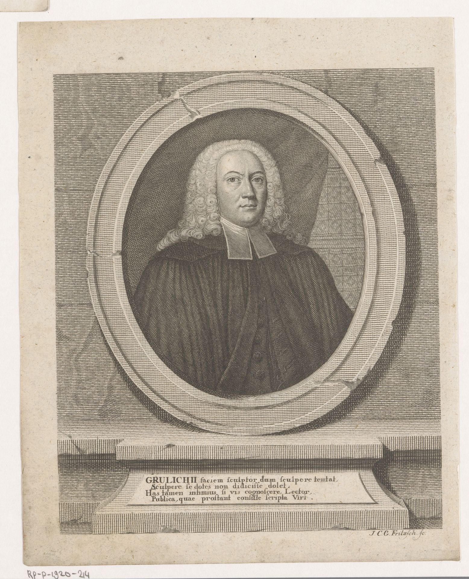 Portret van Martin Grulich by Johann Christian Gottfried Fritzsch