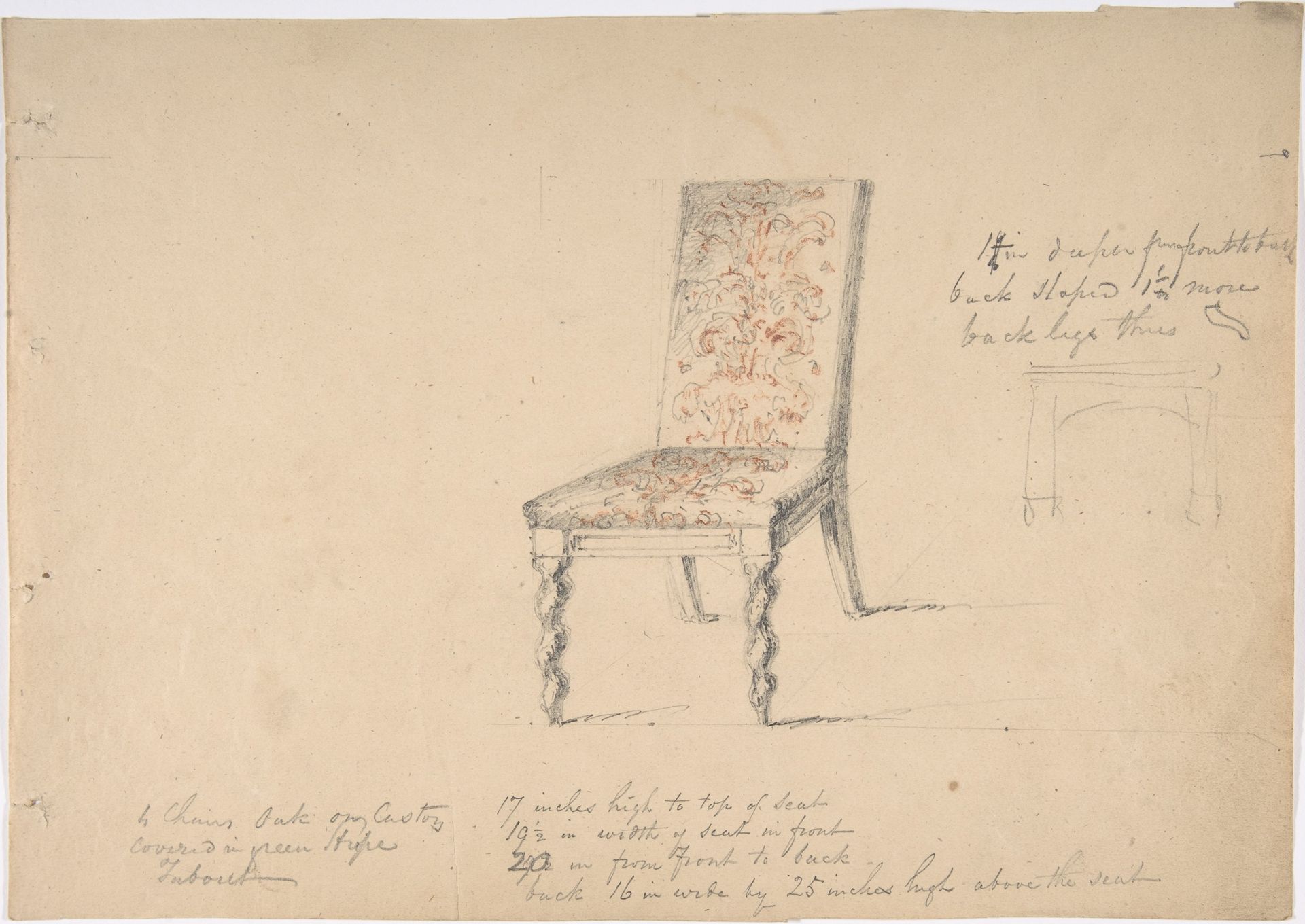 Design for a Chair with Turned Front Legs by Anonymous
