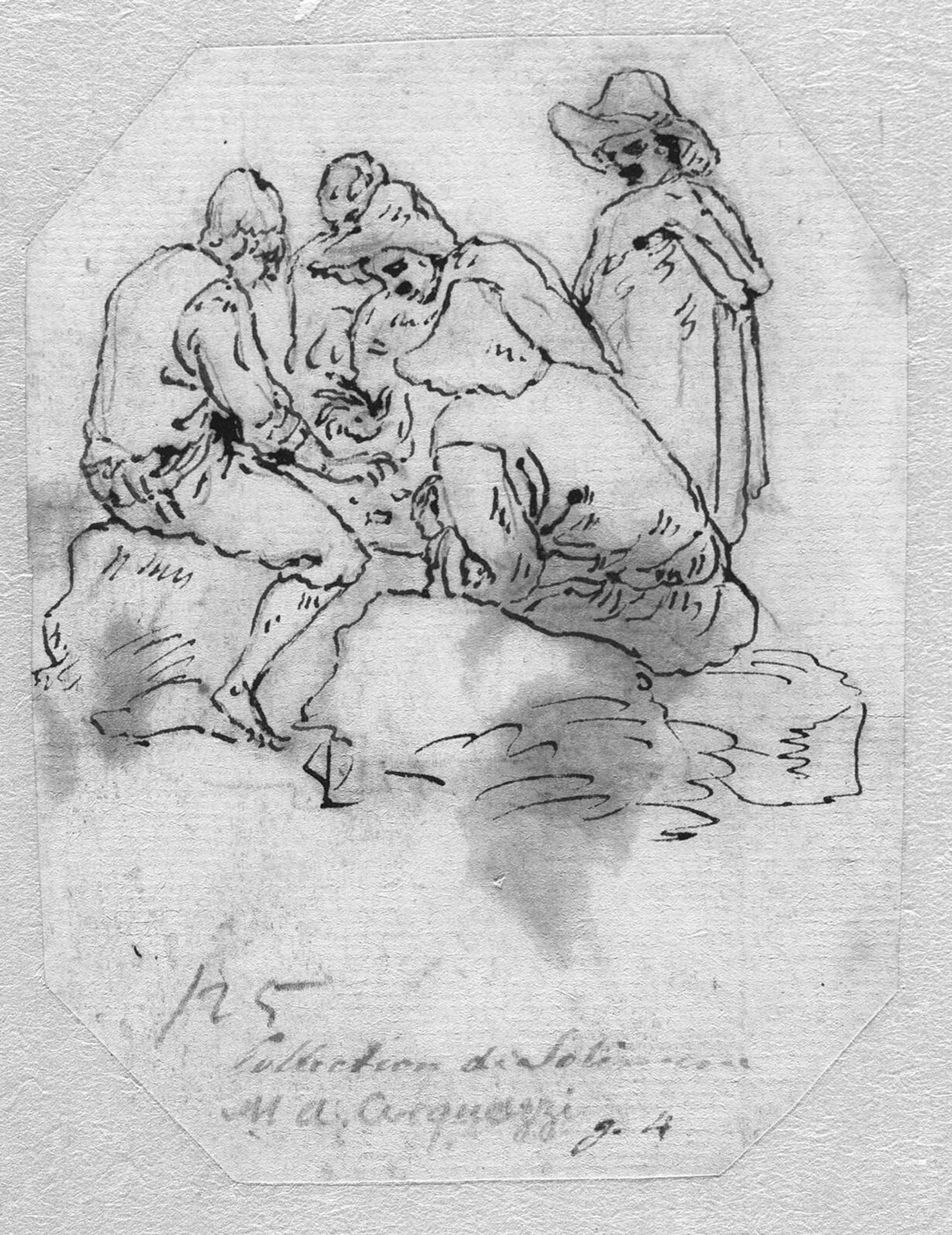 Five men playing dice by Domenico Brandi