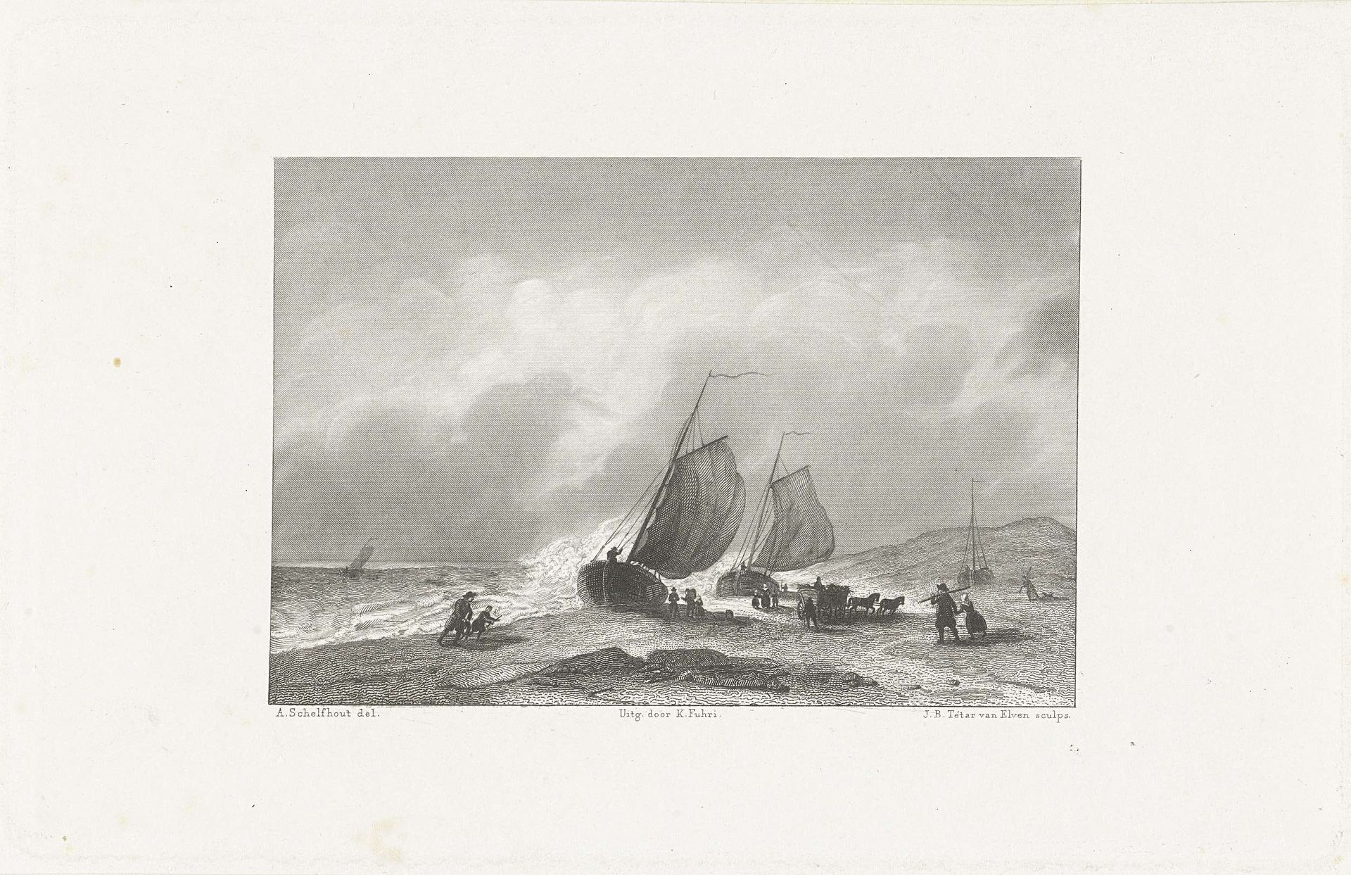 Strandgezicht by Jan Baptist Tetar van Elven