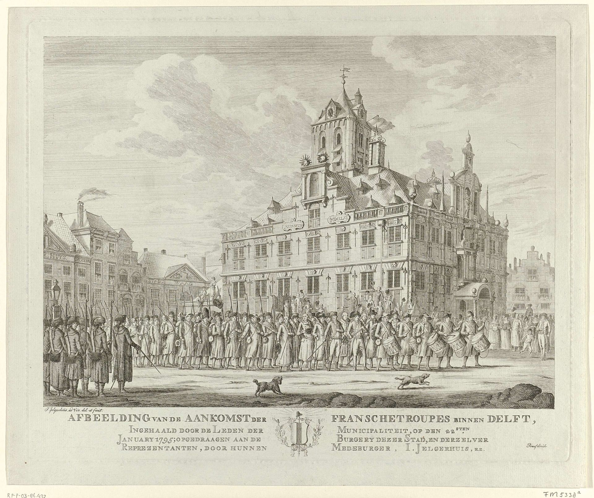 Aankomst van Franse troepen te Delft, 1795 by Johannes Jelgerhuis