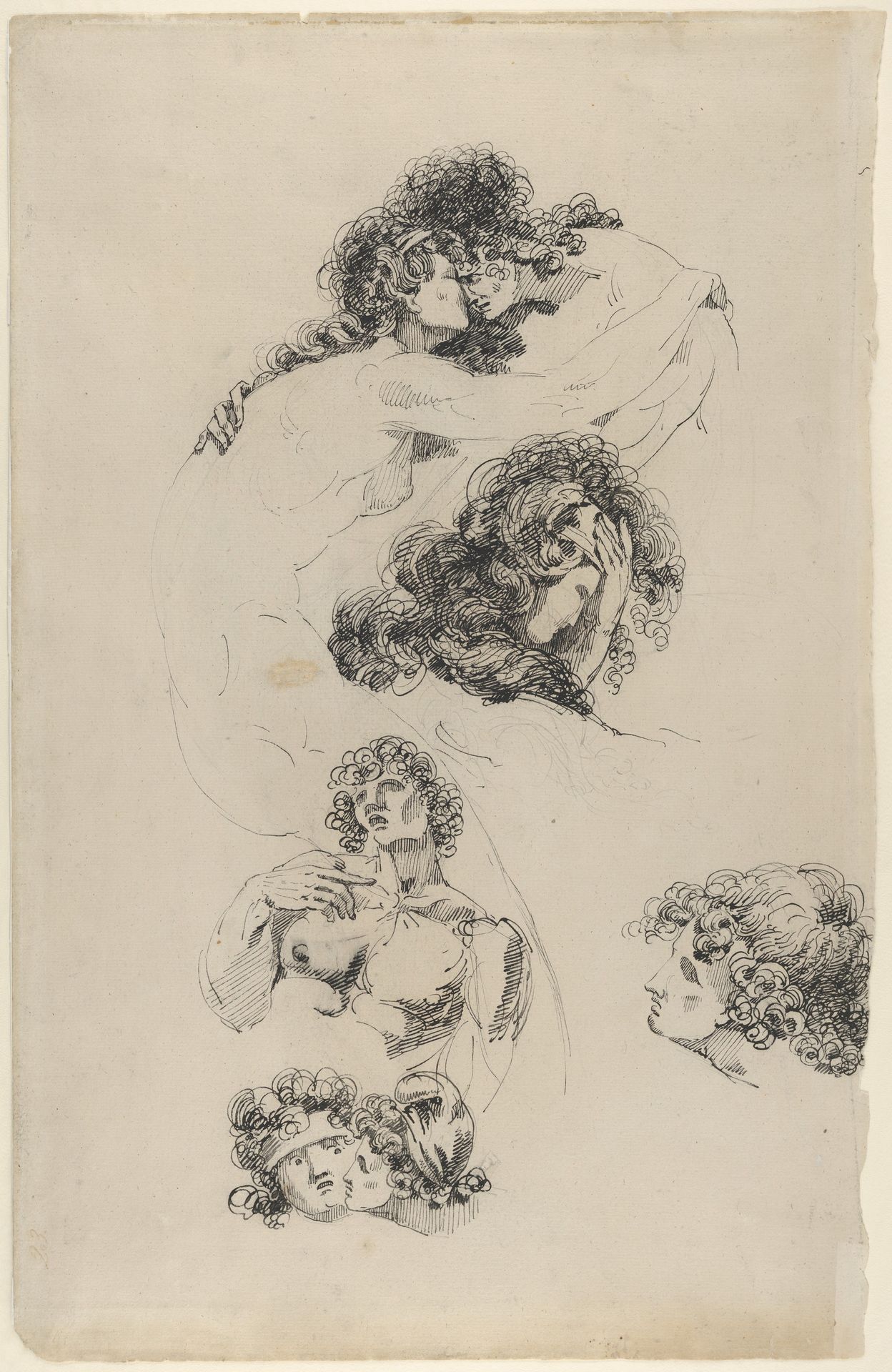 Studies of Lovers Embracing (recto) and A Suppliant Figure (verso) by James Jefferys