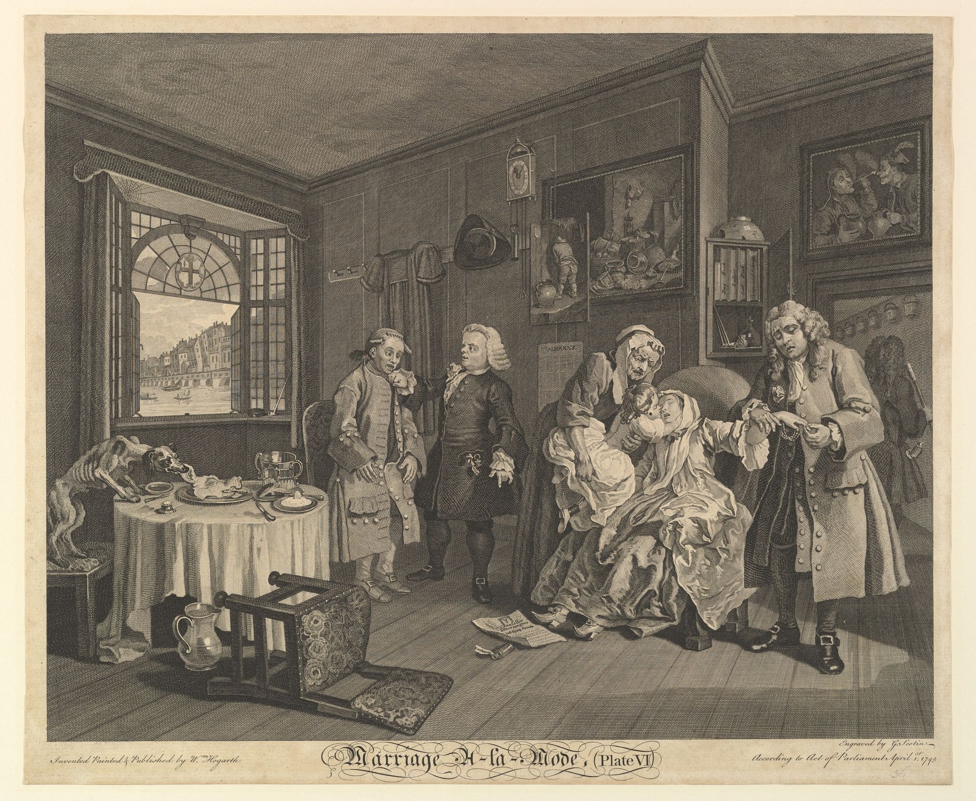 Marriage A-la-Mode, Plate VI by Gérard Jean-Baptiste Scotin
