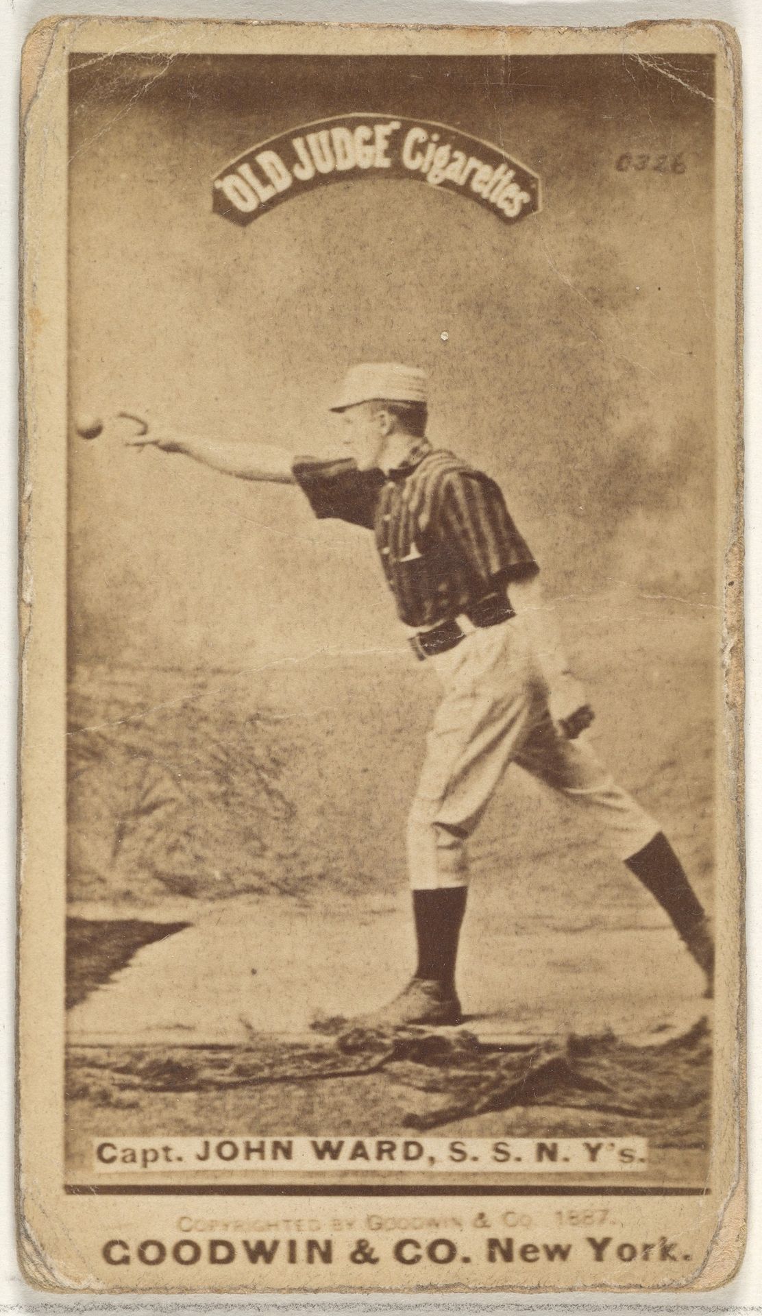 John Montgomery Ward, Captain and Shortstop, New York, from the Old Judge series (N172) for Old Judge Cigarettes by Goodwin & Company