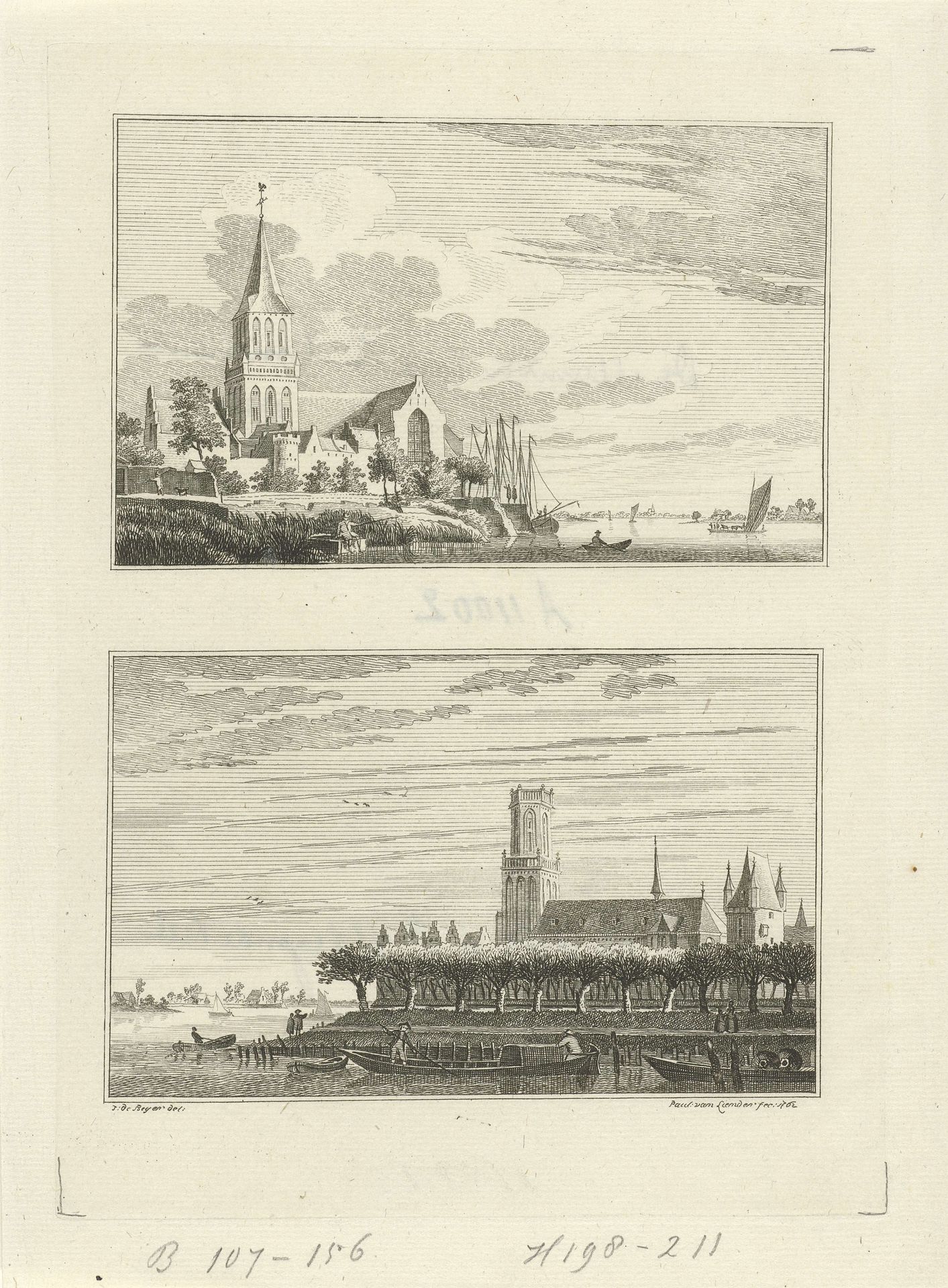 Munsterkerk en Sint-Aldegondekerk te Emmerik, 1732 by Paulus van Liender