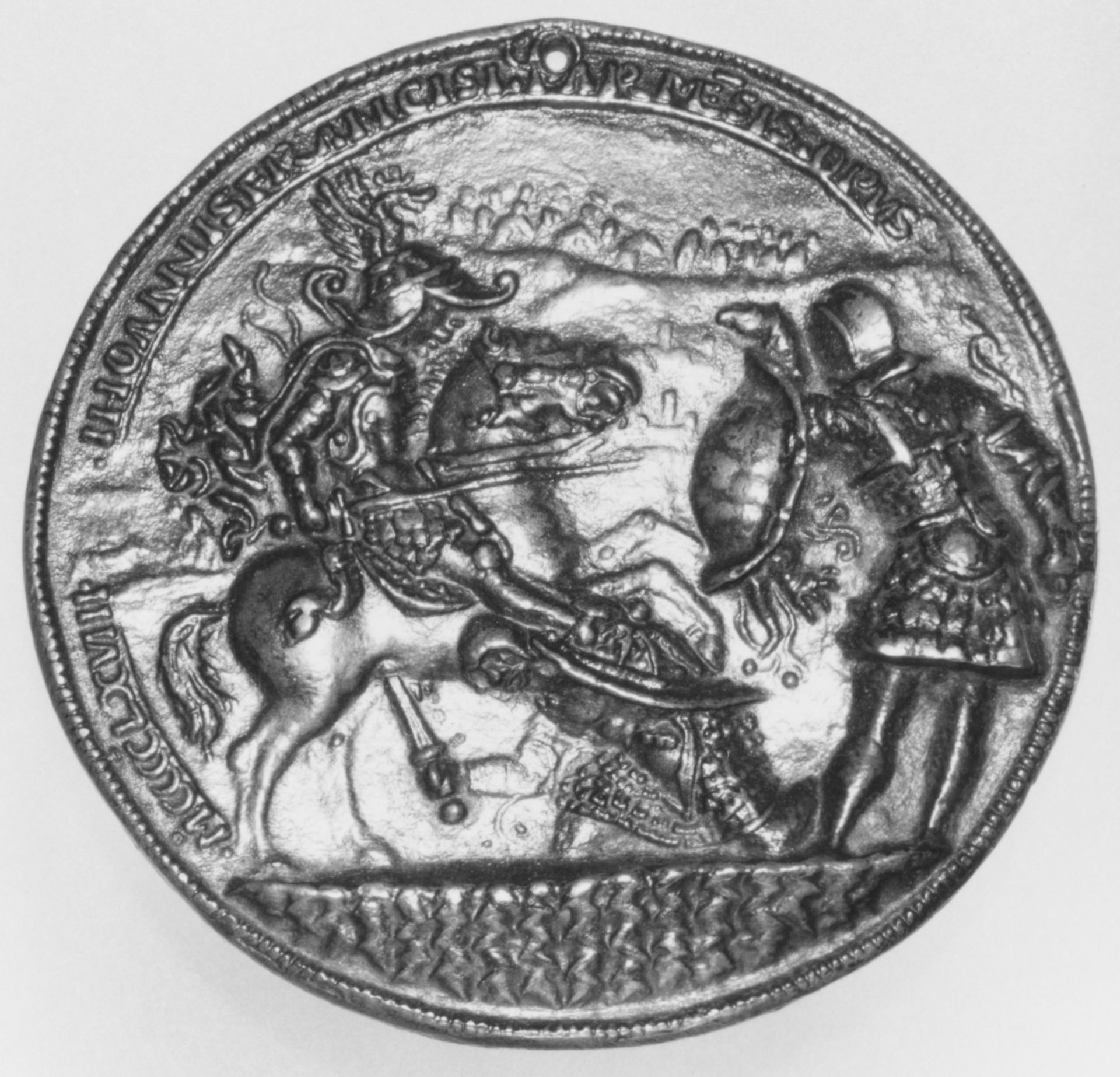A horseman fighting two foot soldiers by Gian Francesco Enzola