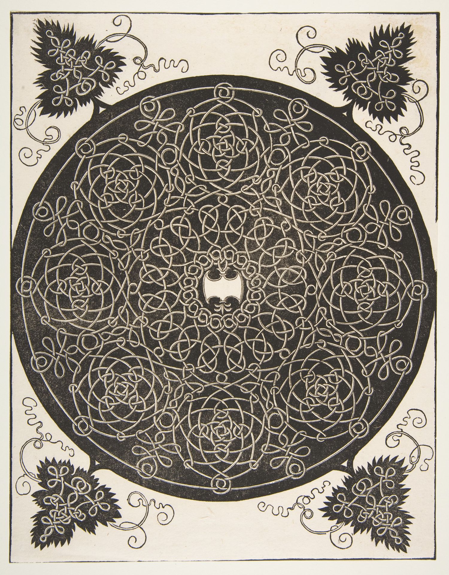 “The Third Knot”. Interlaced Roundel with Eight Wreaths and a Scalloped Shield in its Center by Albrecht Durer