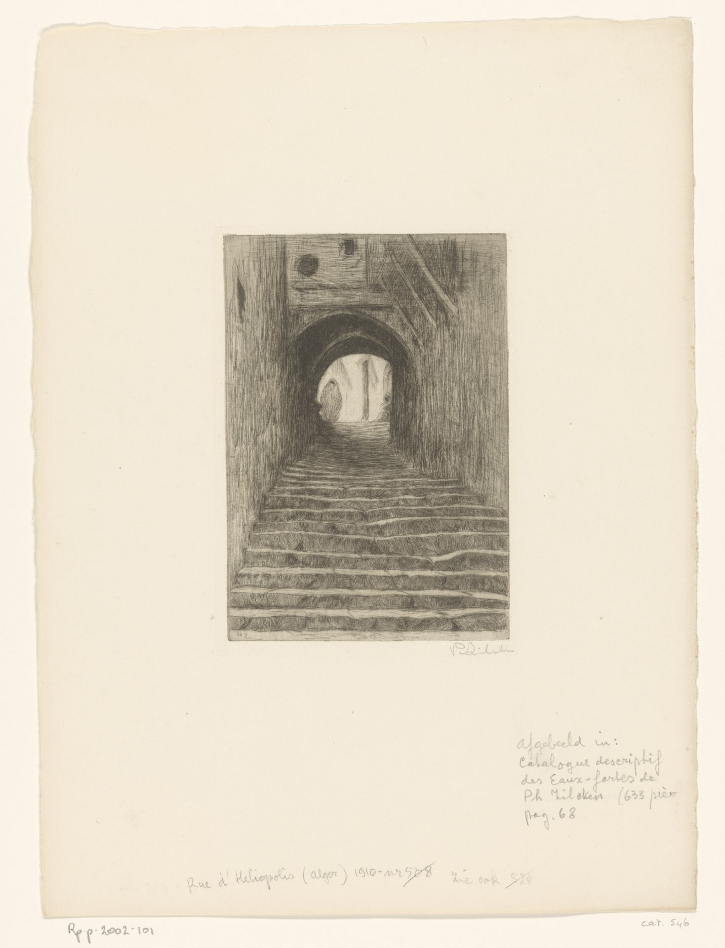 Gezicht op een trap in een straat, te Algiers by Philip Zilcken