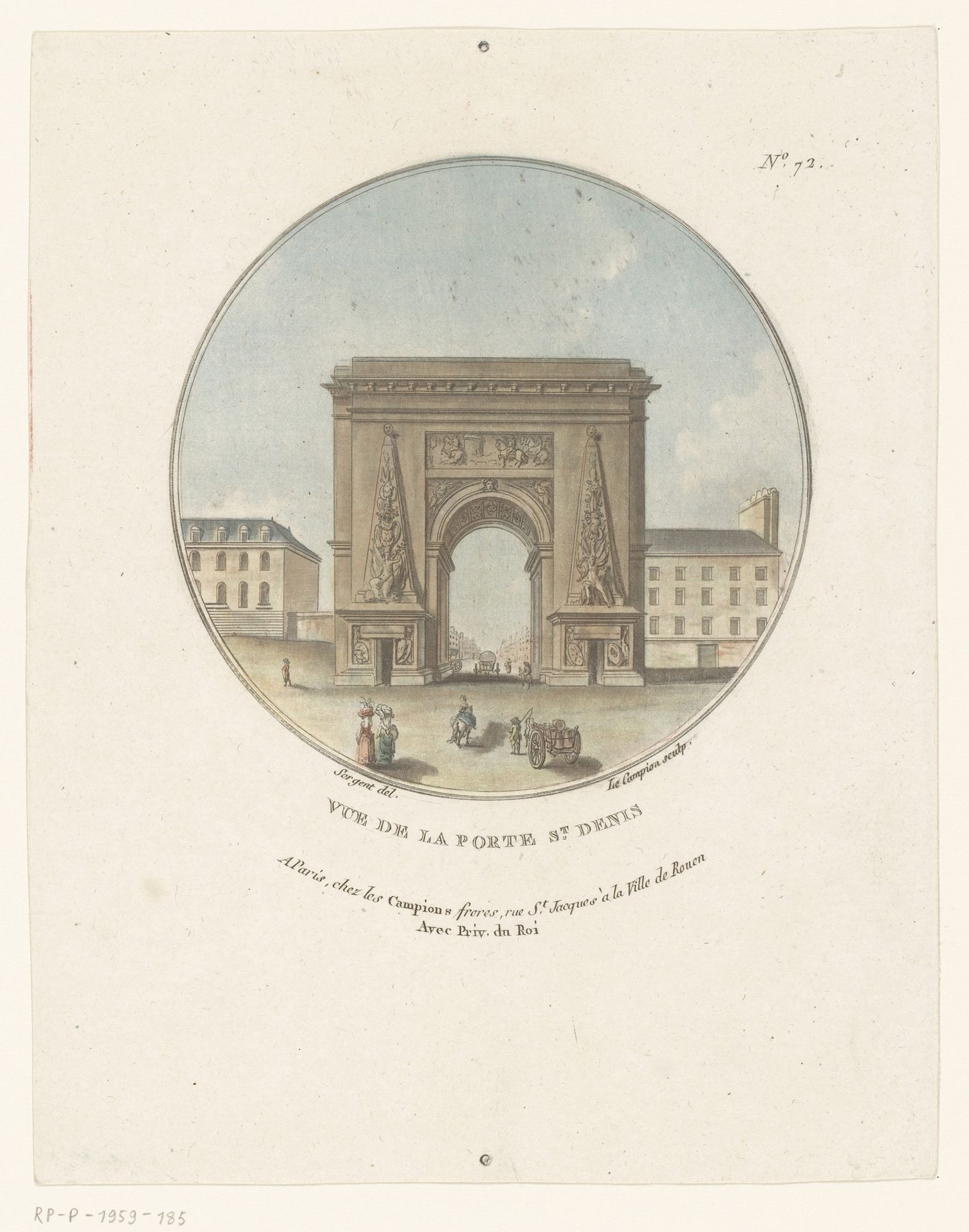 Gezicht op de Porte Saint-Denis in Parijs by Joseph-Alexandre Le Campion
