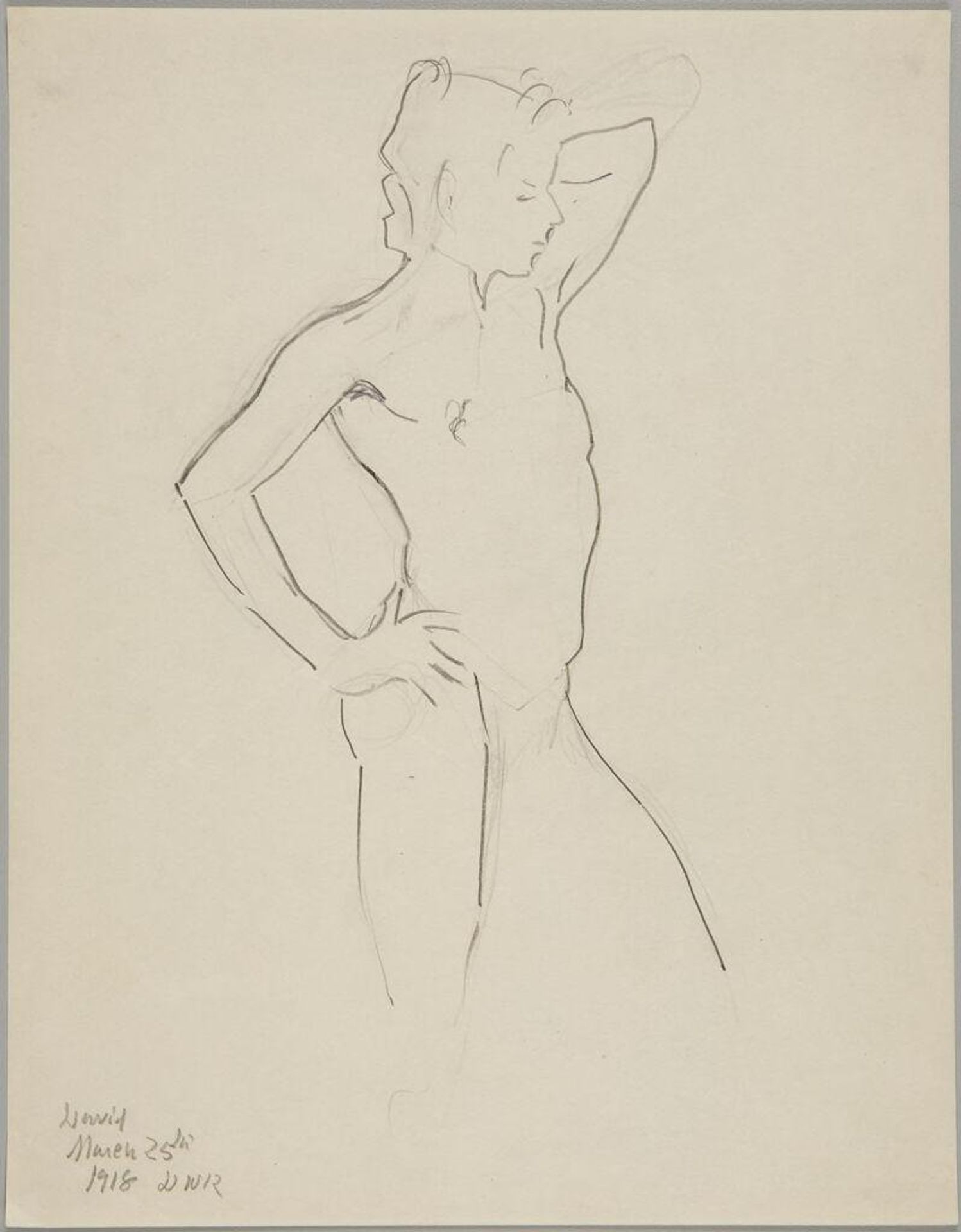 Sketch of David with Left Arm Behind Head by Denman Waldo Ross