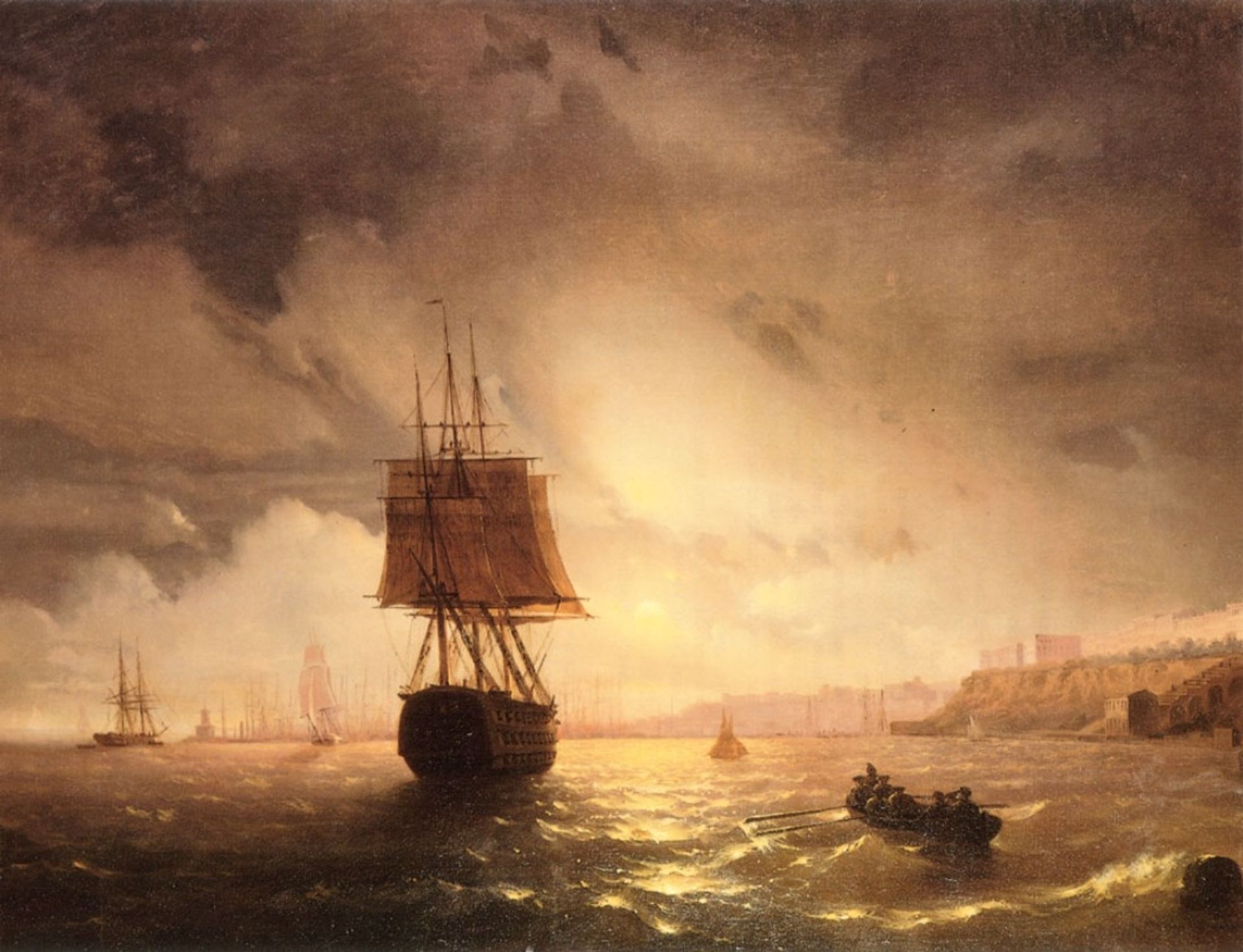 The Harbor At Odessa On The Black Sea by Ivan Konstantinovich Aivazovsky