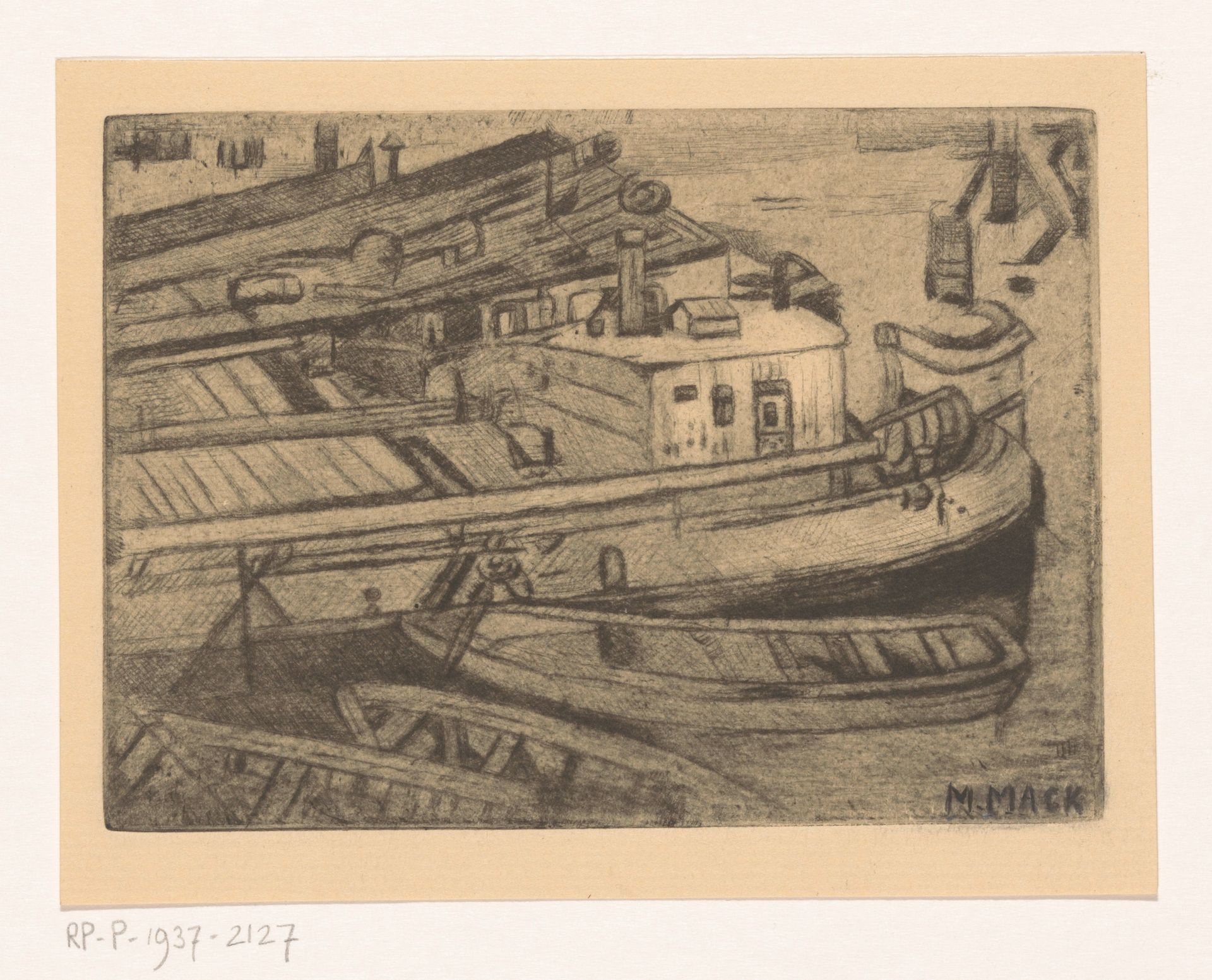 Afgemeerde schuiten by Margaretha Mack