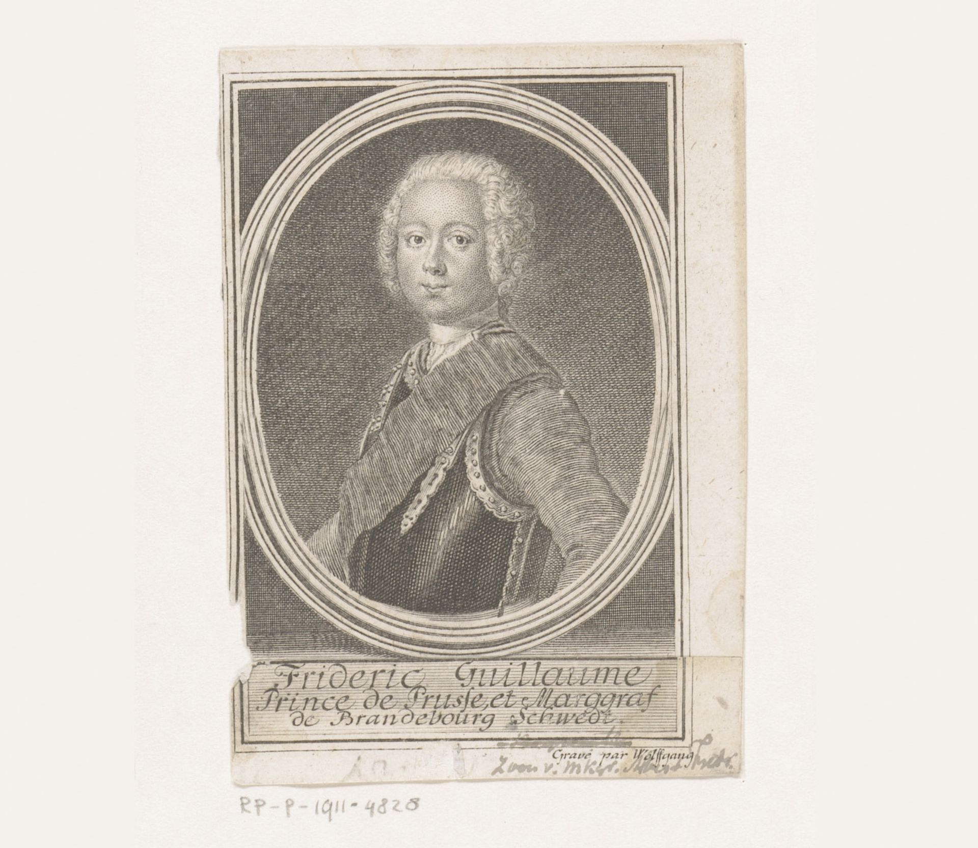 Portret van Friedrich Wilhelm, Markgraf von Brandenburg-Schwedt by Gustav Andreas (1692-1775) Wolfgang