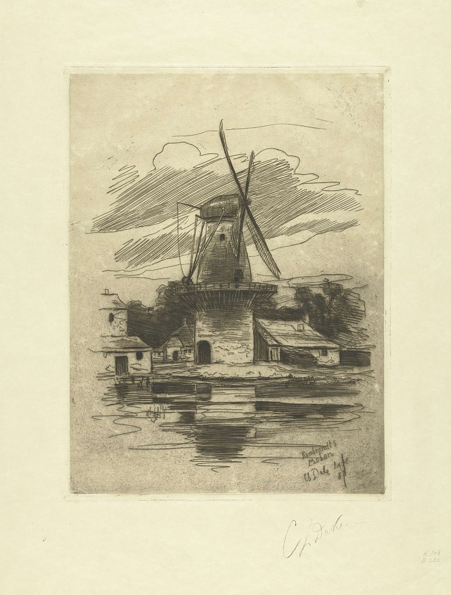 Molen en boerderijen aan het water by Carel Lodewijk Dake