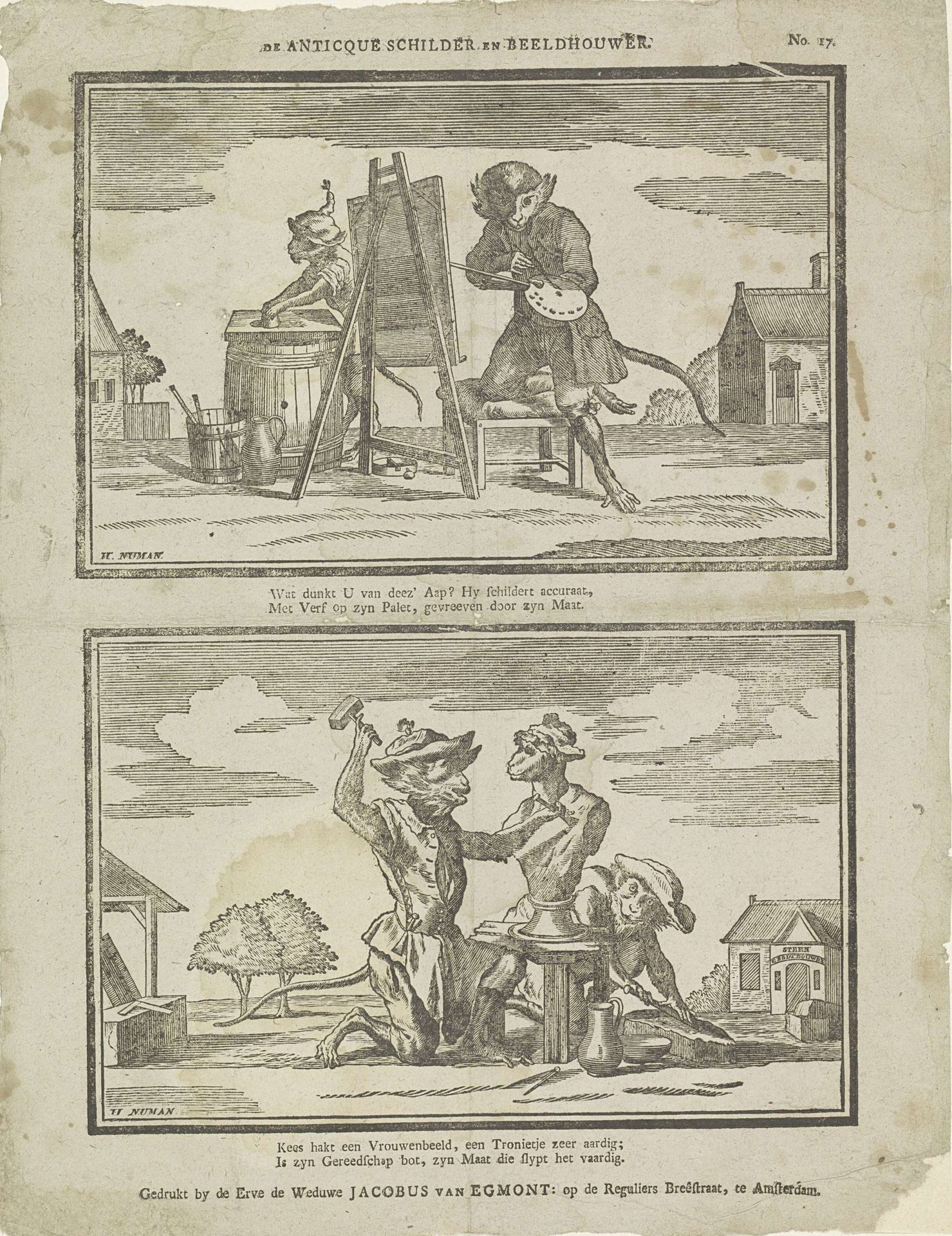 De anticque schilder en beeldhouwer by Hermanus Numan