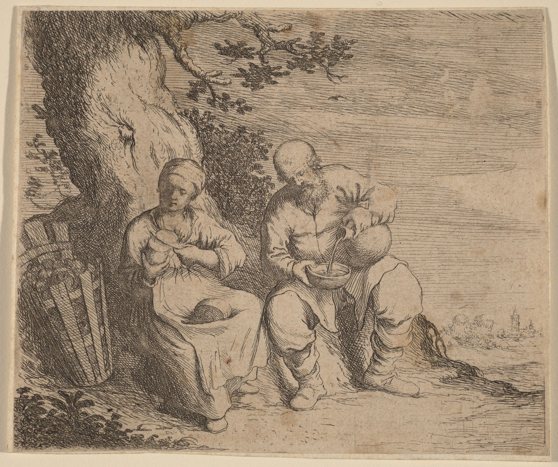 Peasant Couple Sitting under a Tree by Willem Basse
