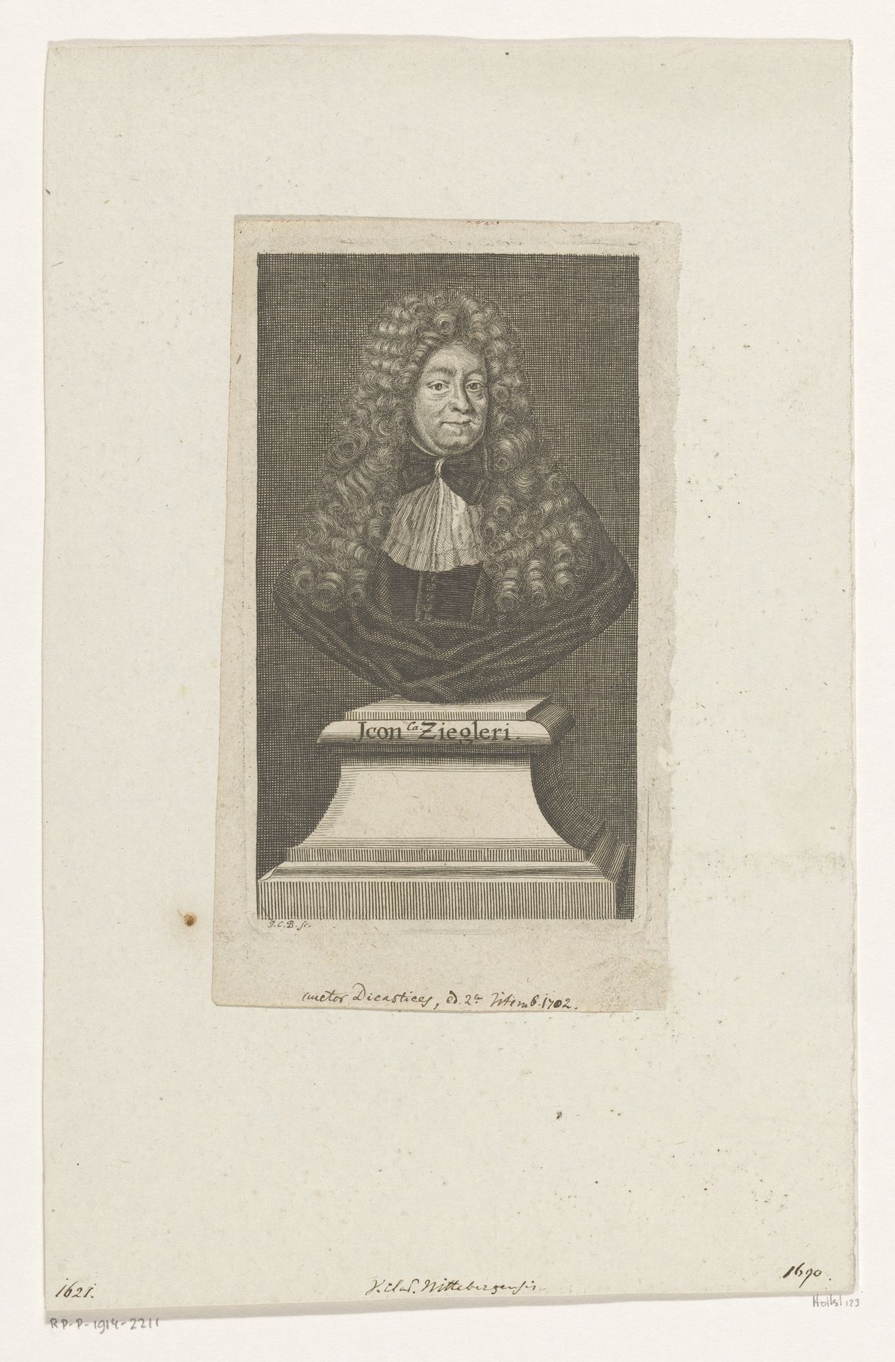 Portretbuste van Caspar Ziegler by Johann Christoph Boecklin