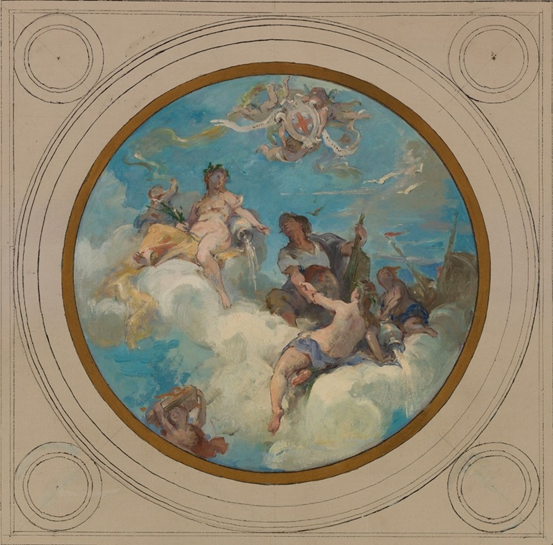 Allégories du canal de l’Ourcq, du Travail et de la Navigation by Henri Leopold Lévy