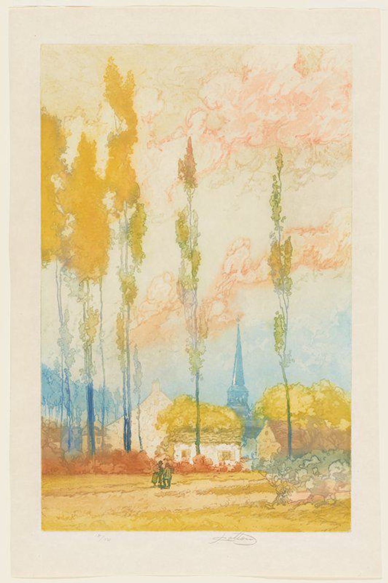 Landscape with Church Tower by John Wesley Cotton