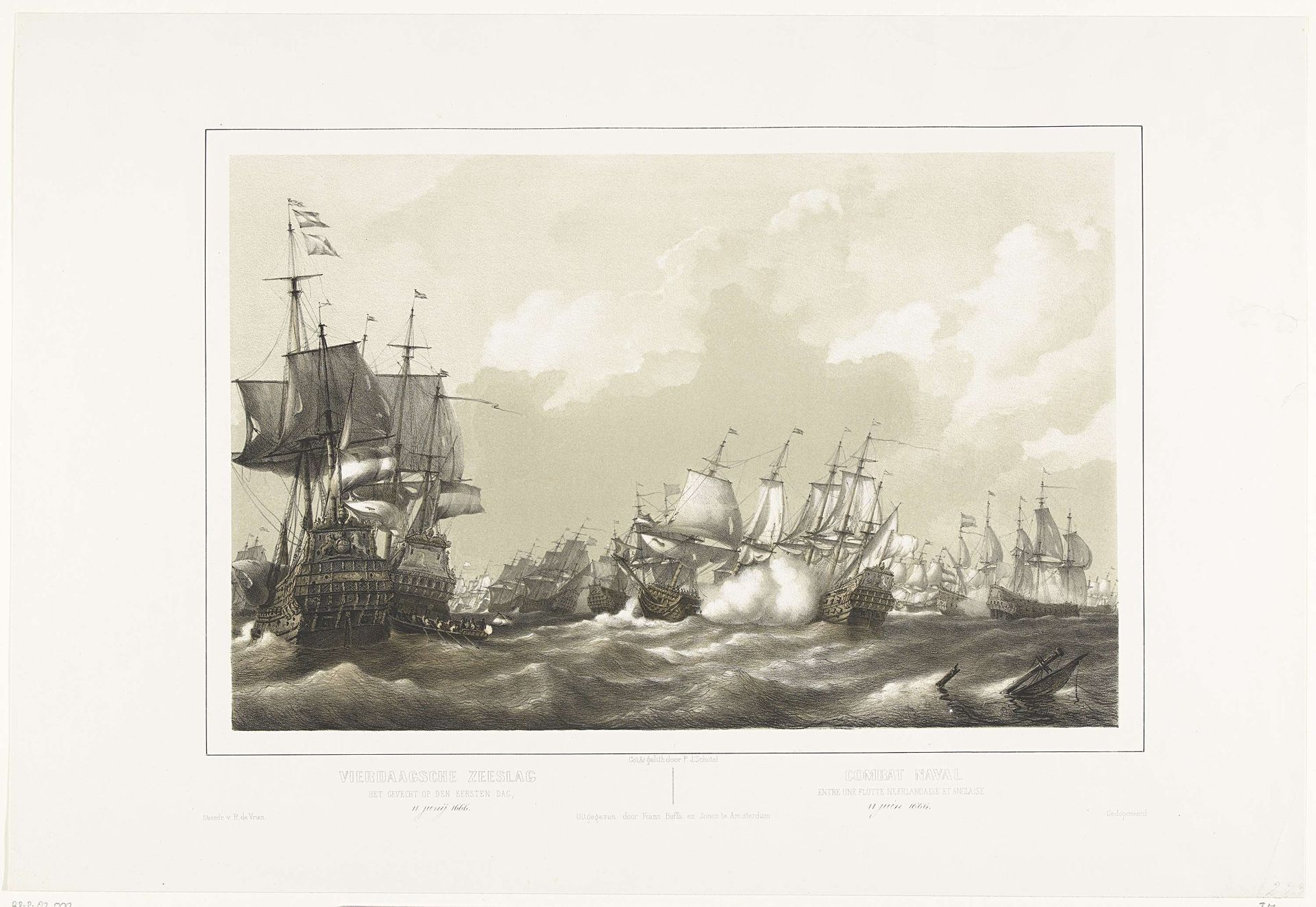 De Vierdaagse Zeeslag, 1666 by Petrus Johannes Schotel