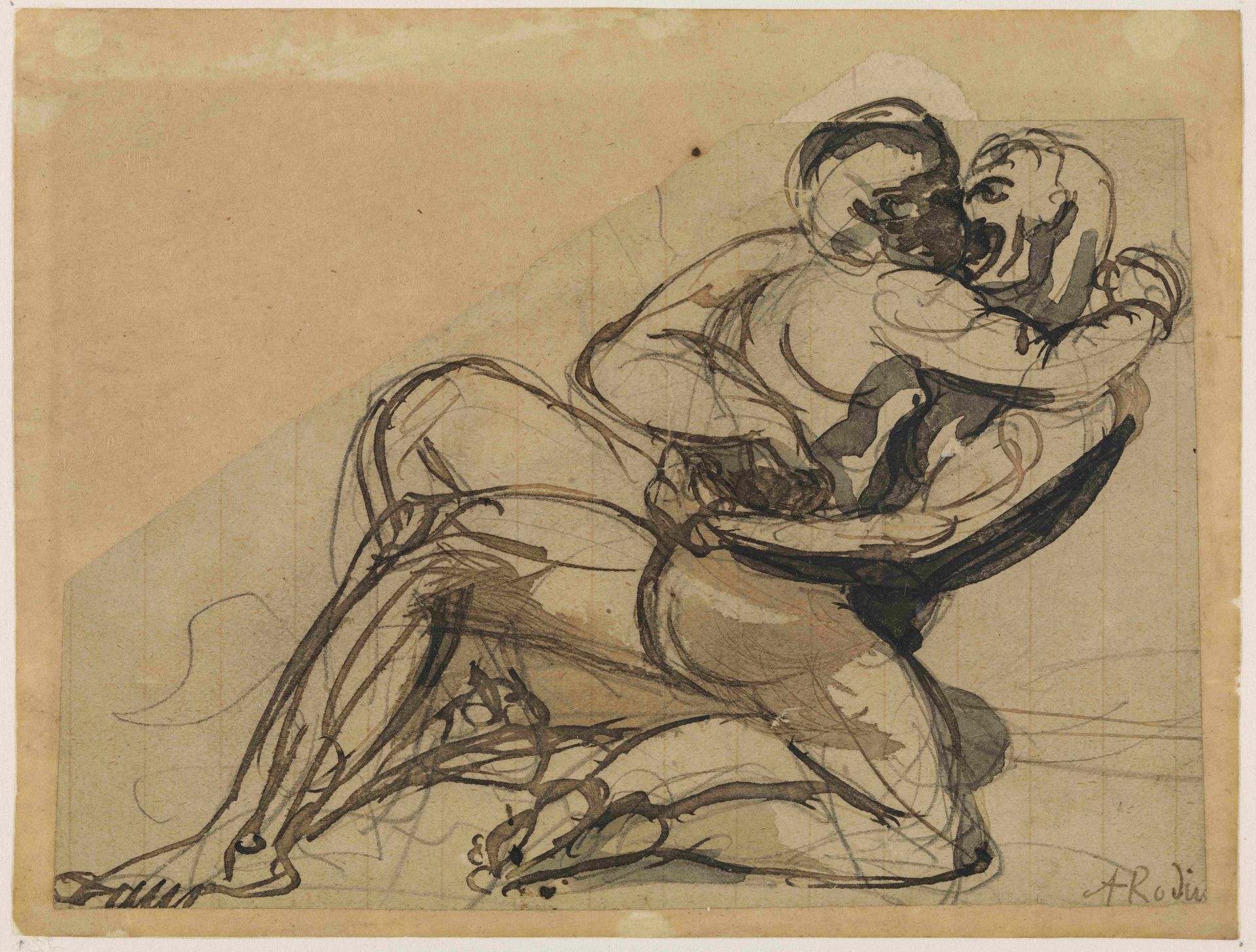 En mand der omfavner en kvinde by Auguste Rodin