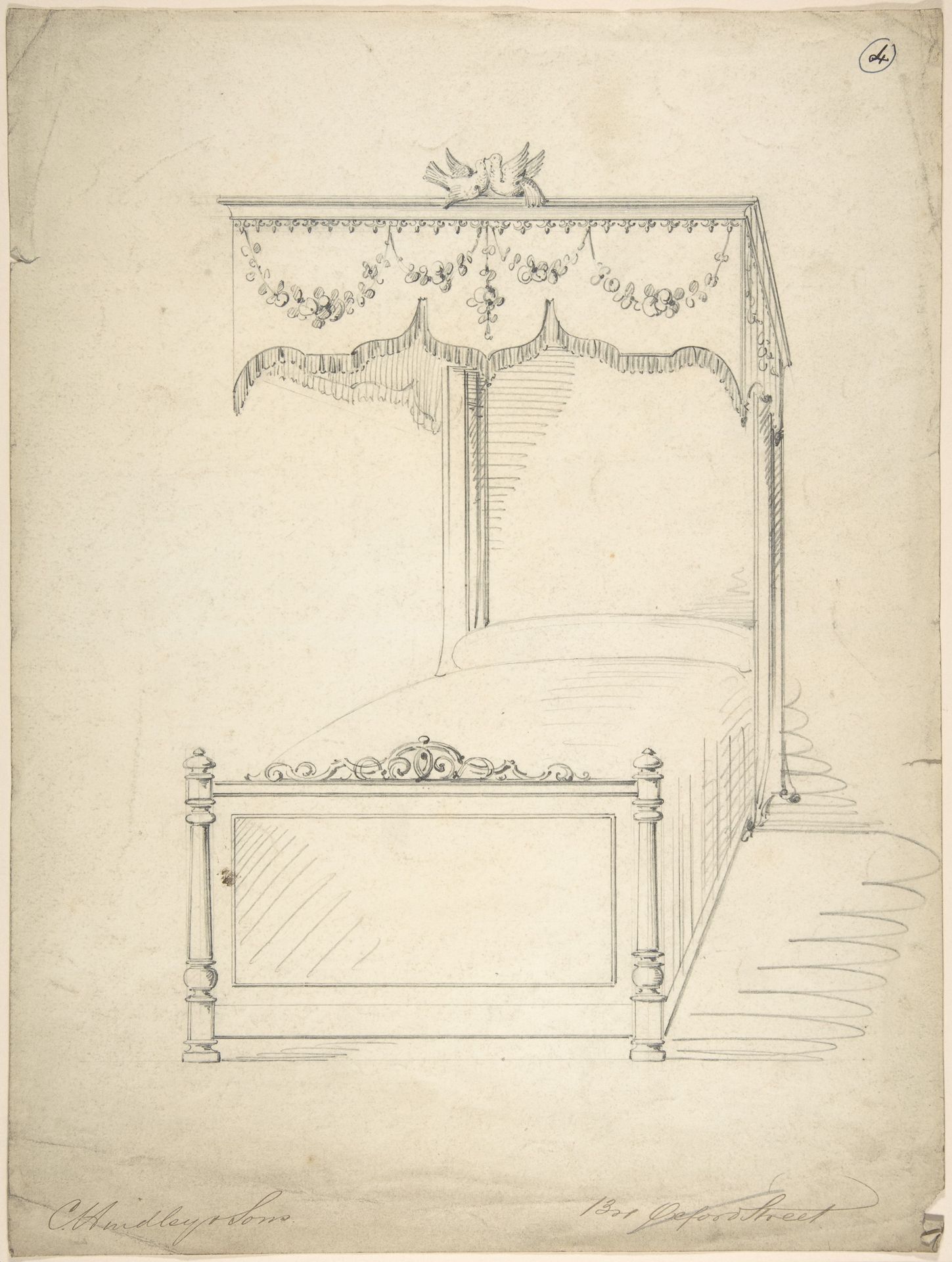 Design for Bed with Canopy by Charles Hindley and Sons
