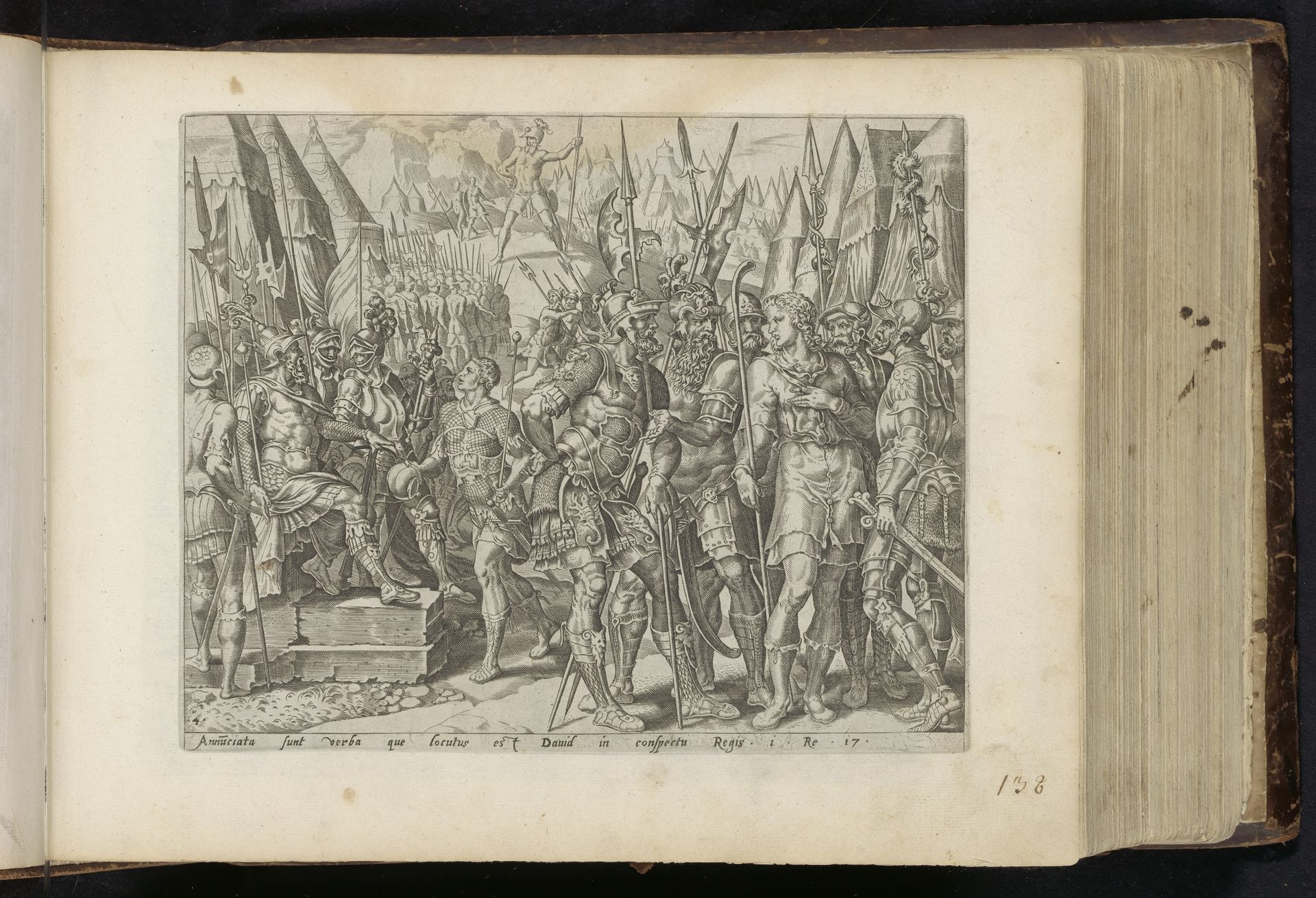 David spreekt met soldaten over Goliat by Anonymous